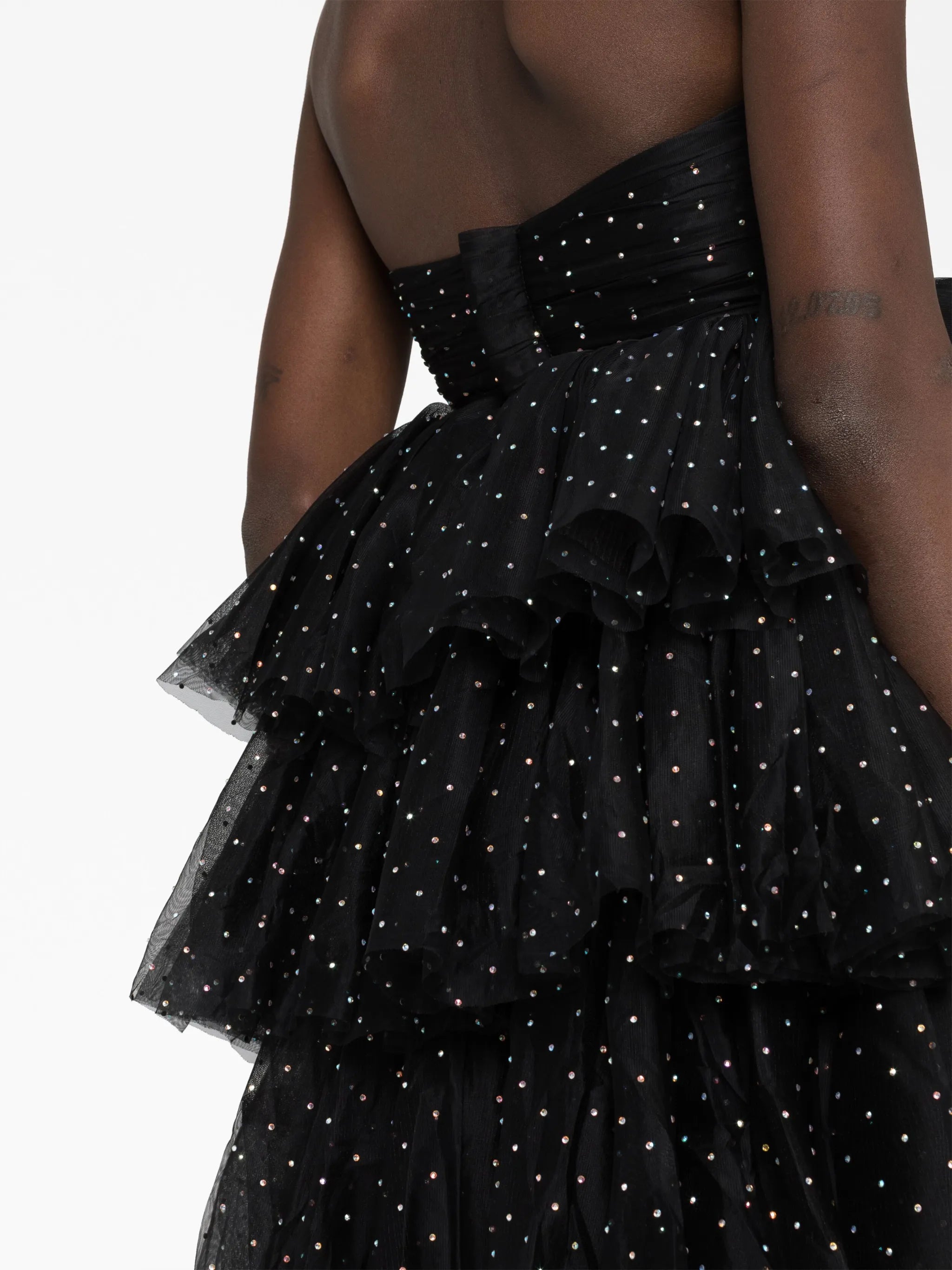 crystal-embellished ruffle minidress