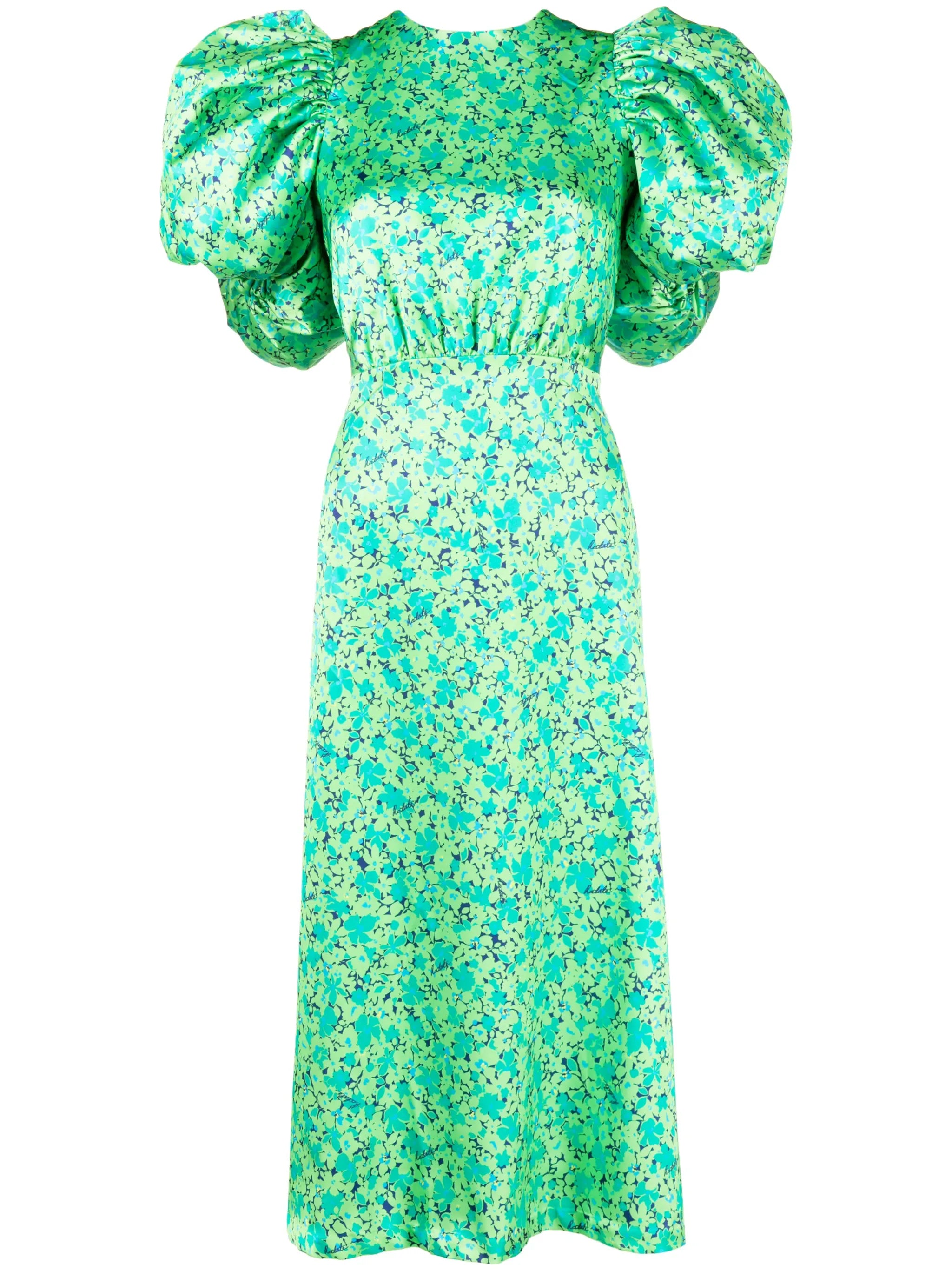 floral-print satin midi-dress