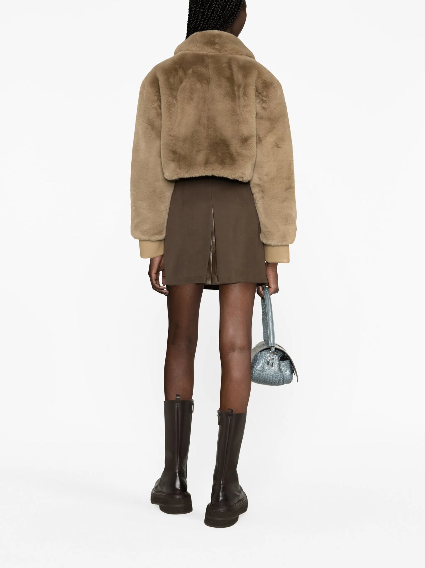 cropped faux-fur jacket