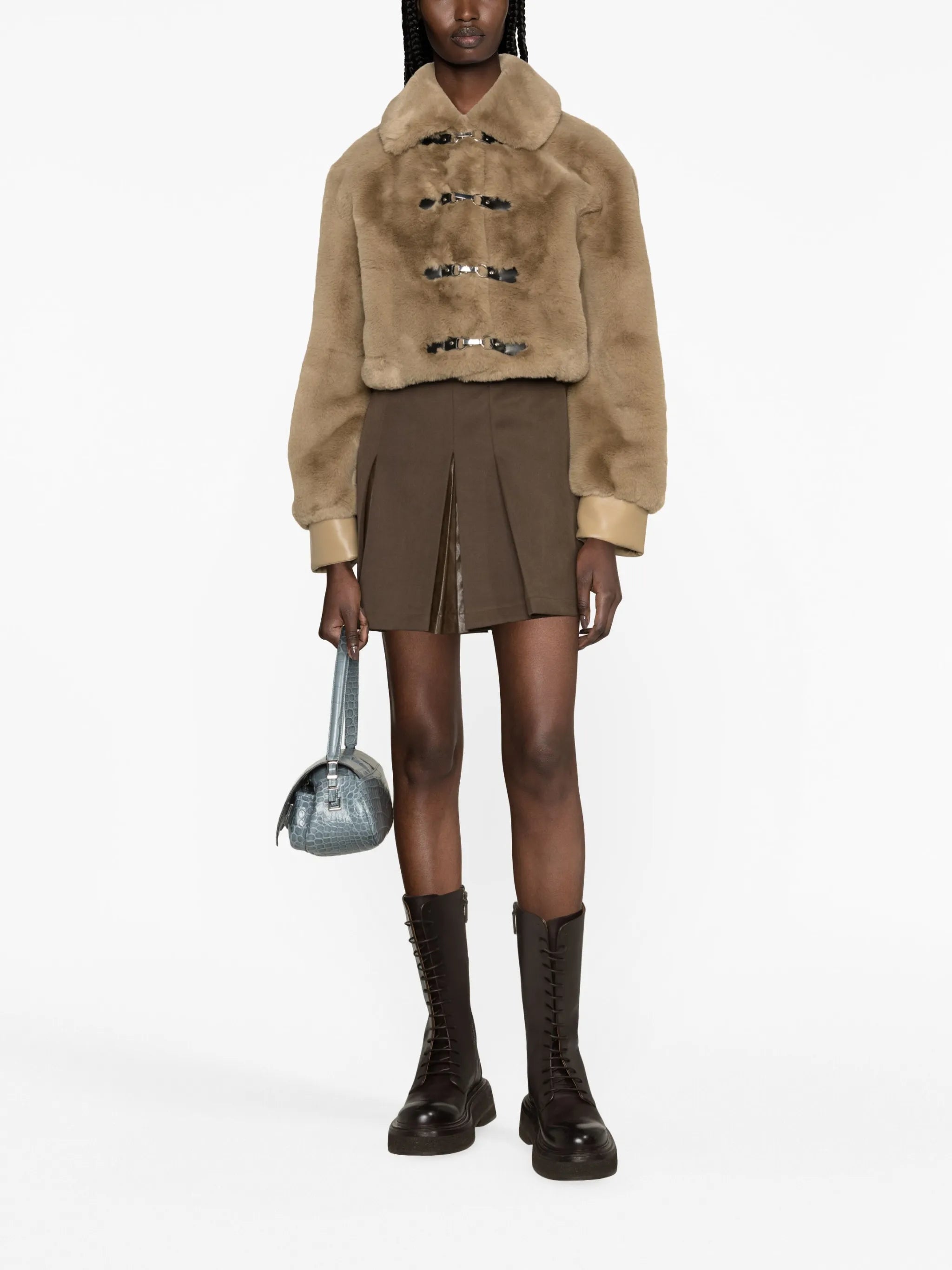 cropped faux-fur jacket