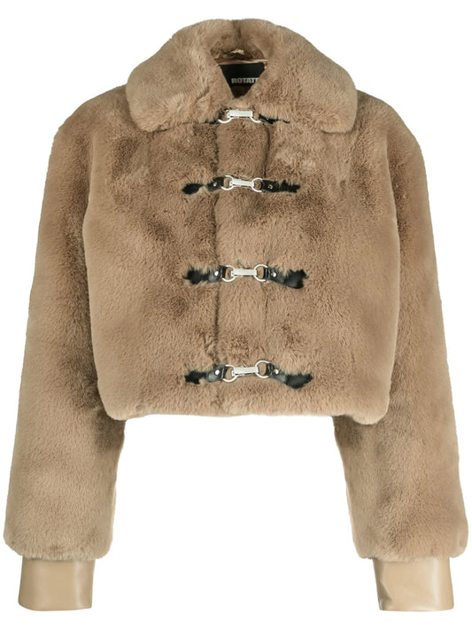 cropped faux-fur jacket