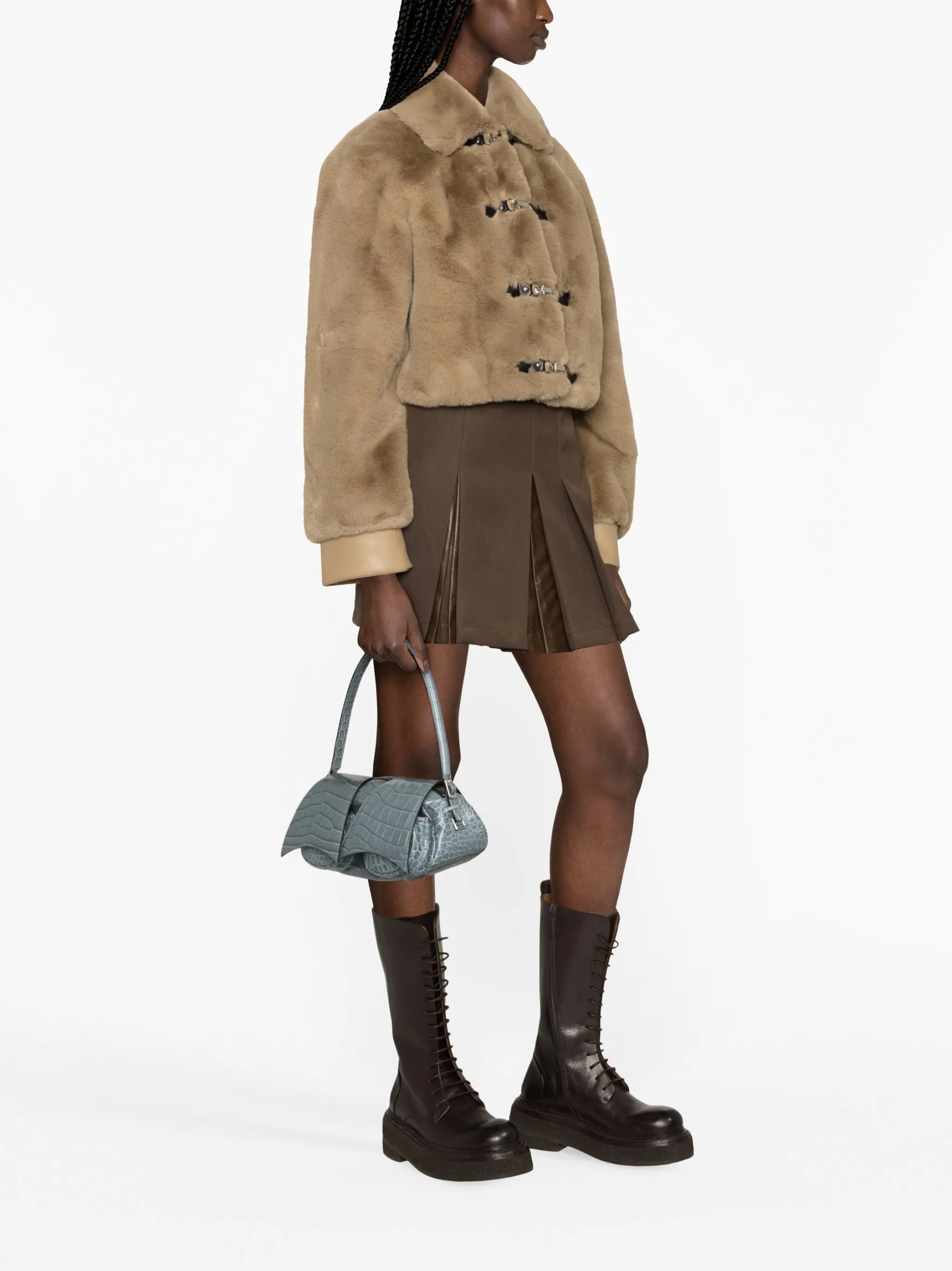 cropped faux-fur jacket
