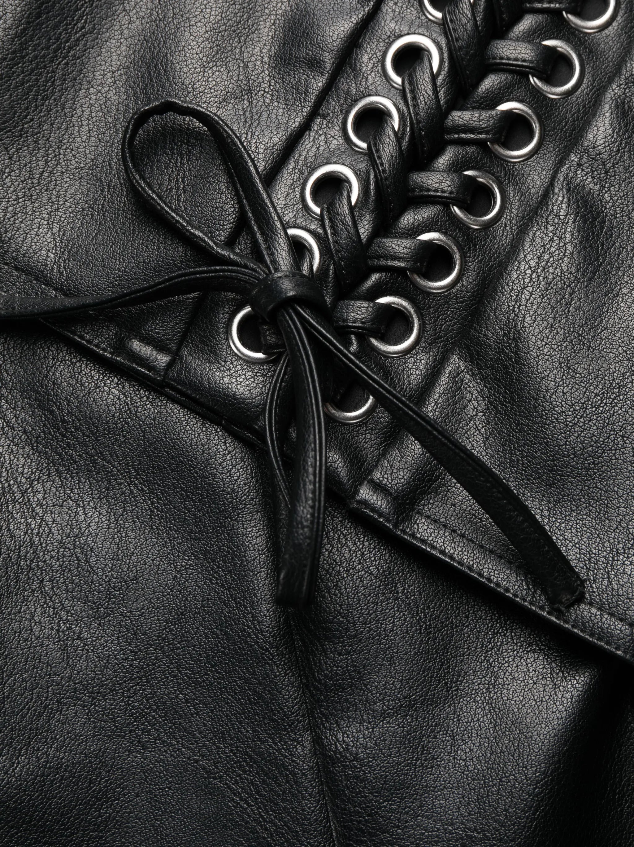 lace-up faux-leather trousers