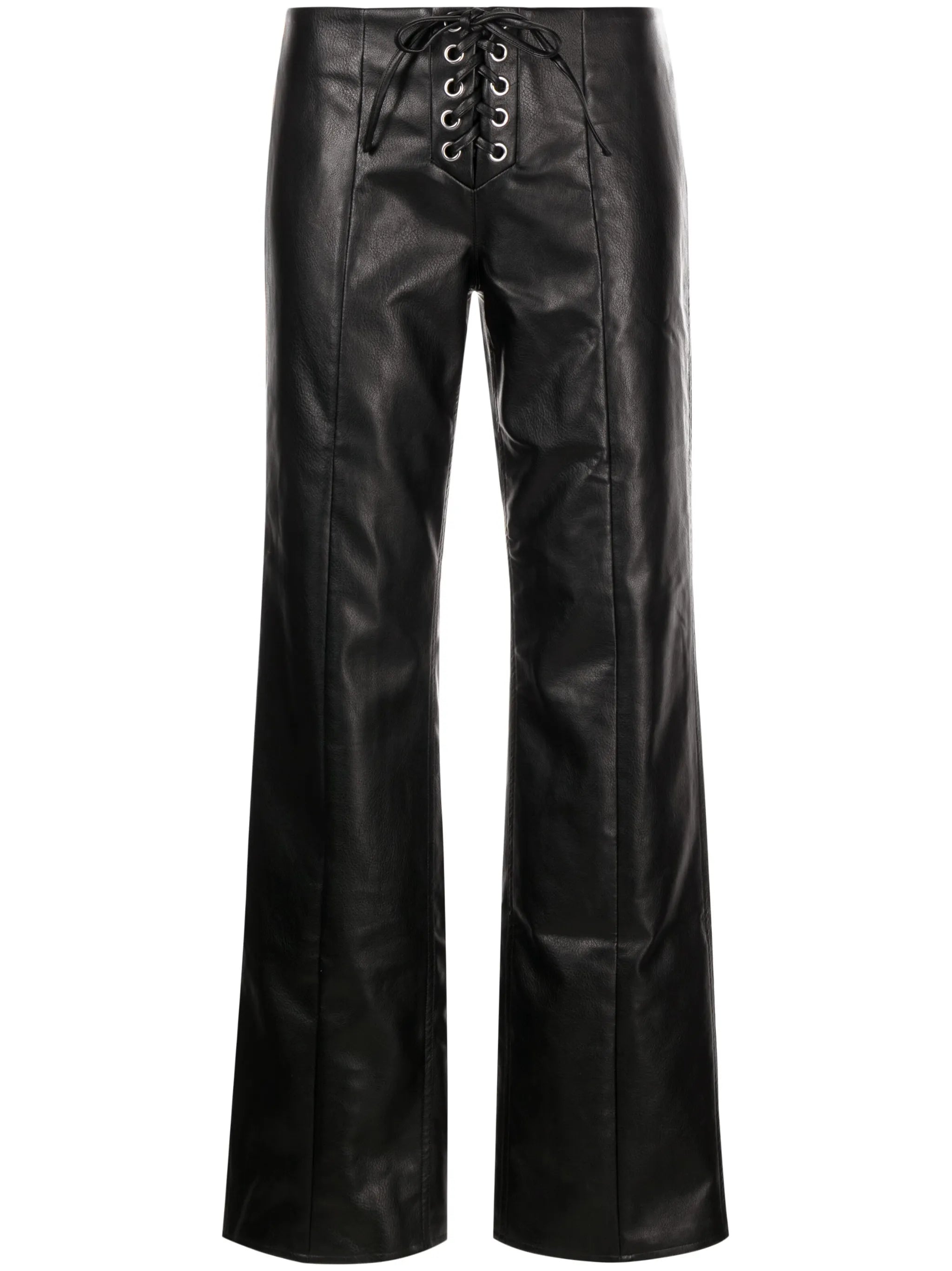 lace-up faux-leather trousers