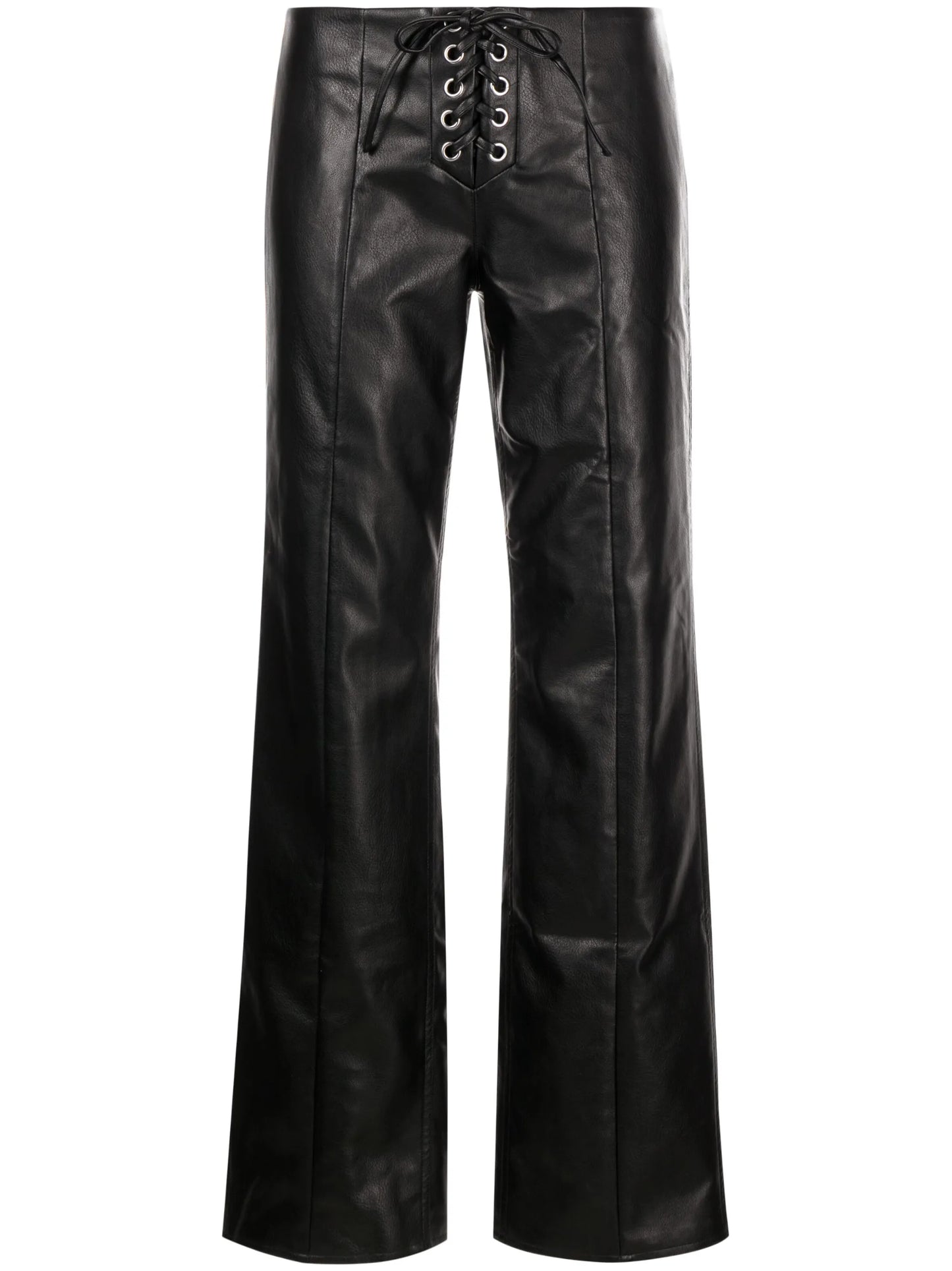 lace-up faux-leather trousers