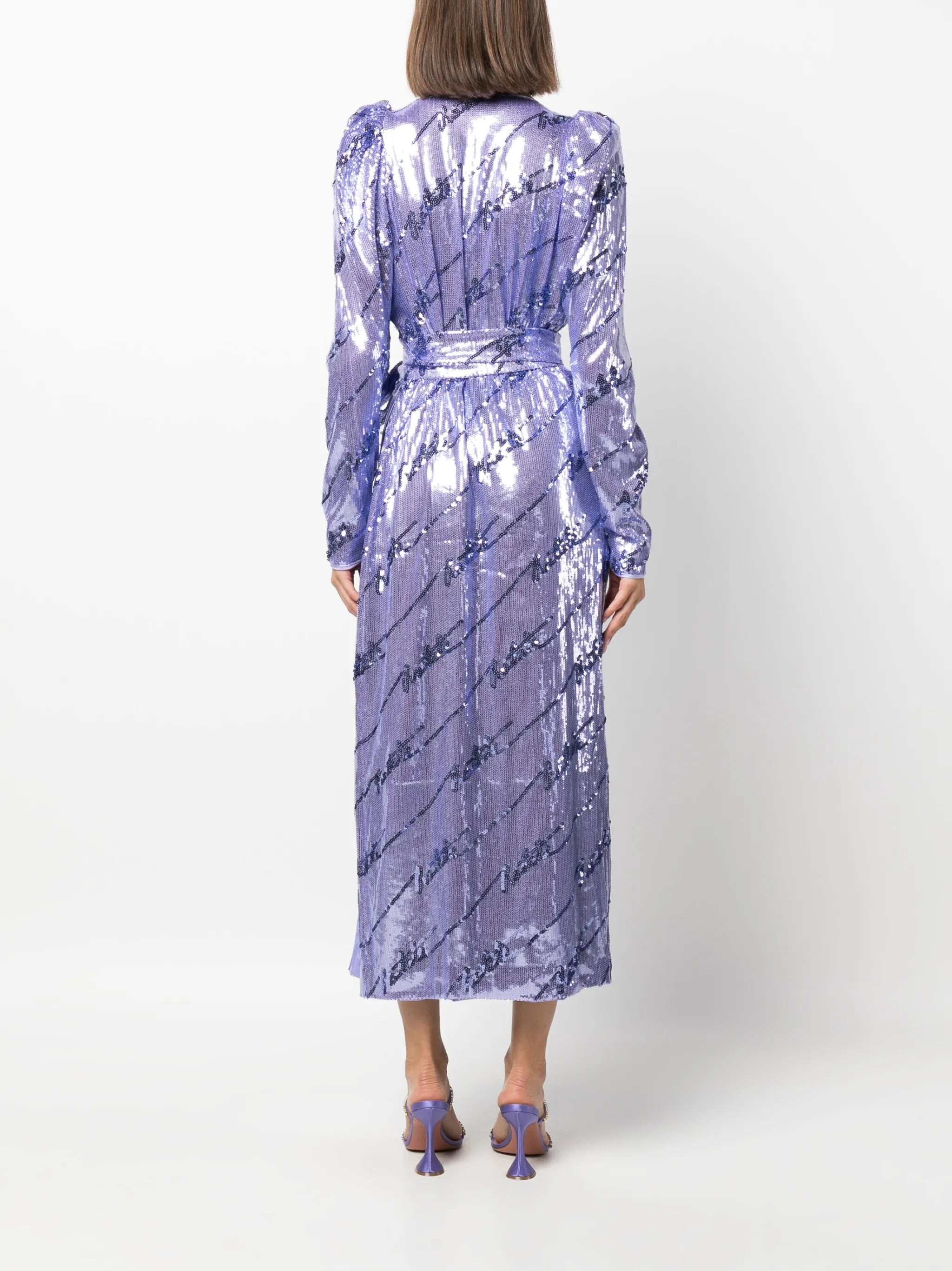 sequinned wrap midi dress
