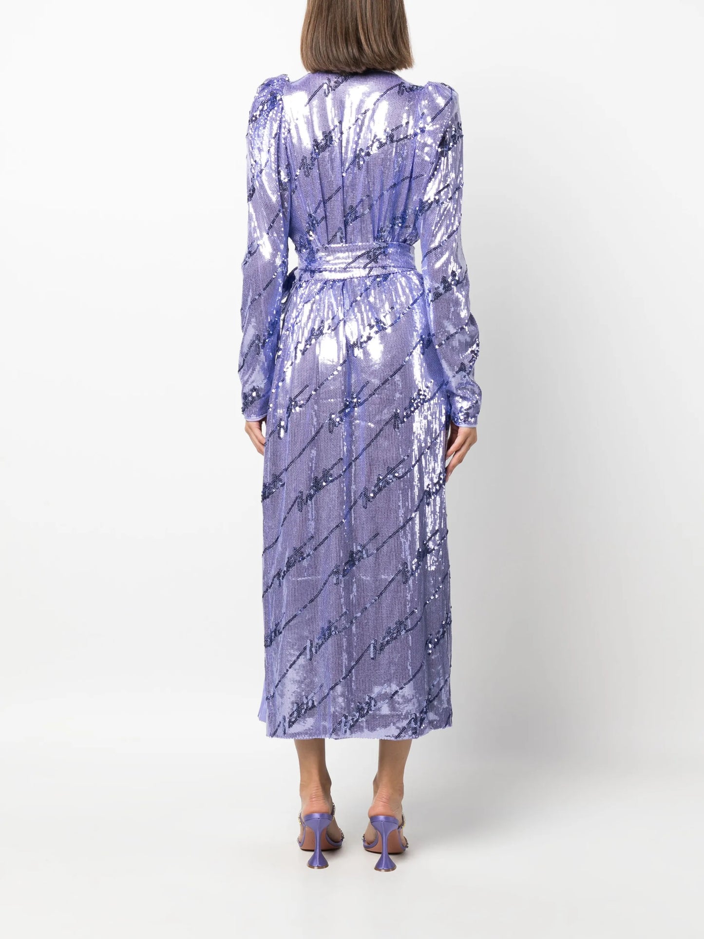 sequinned wrap midi dress