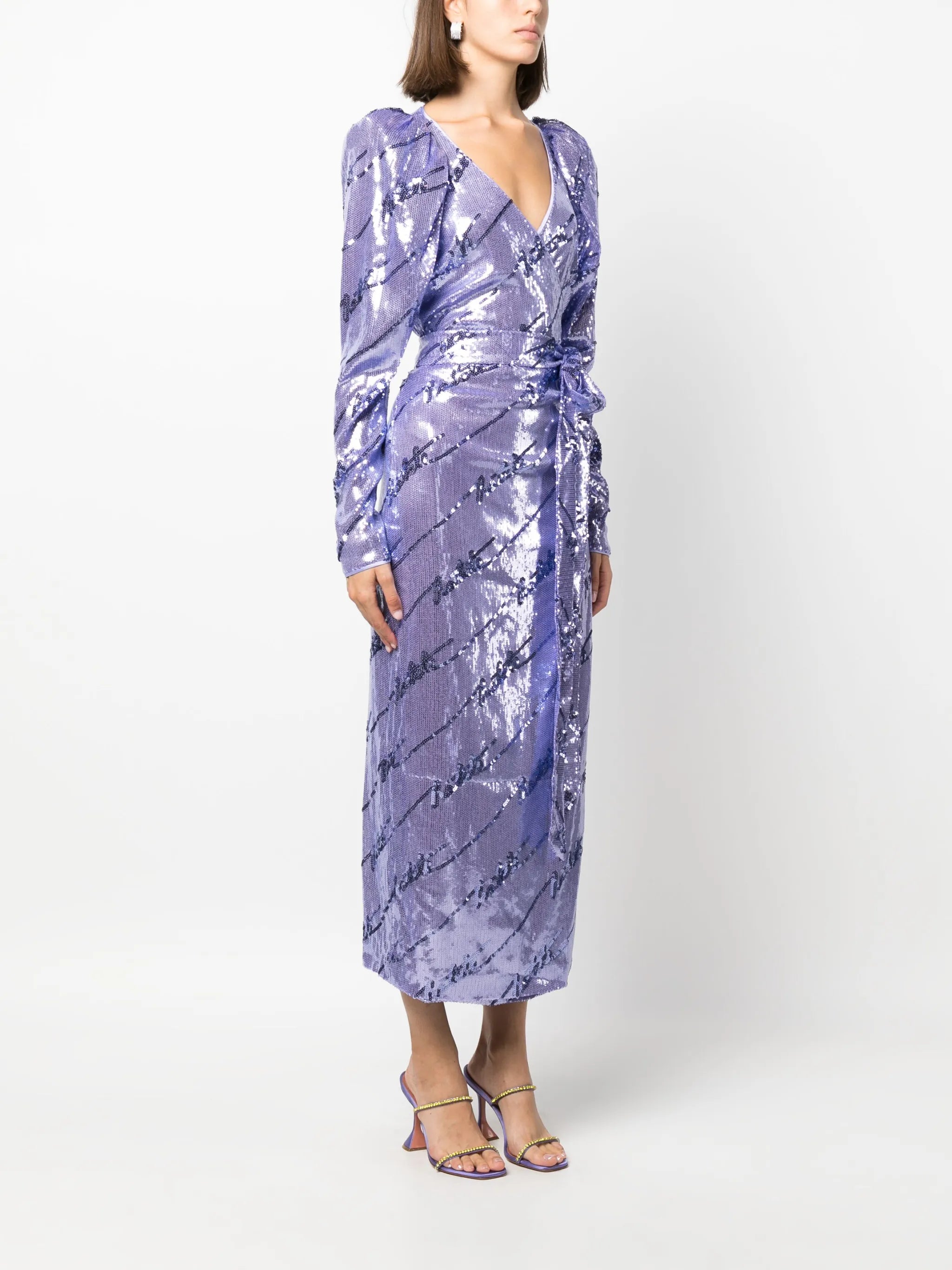 sequinned wrap midi dress