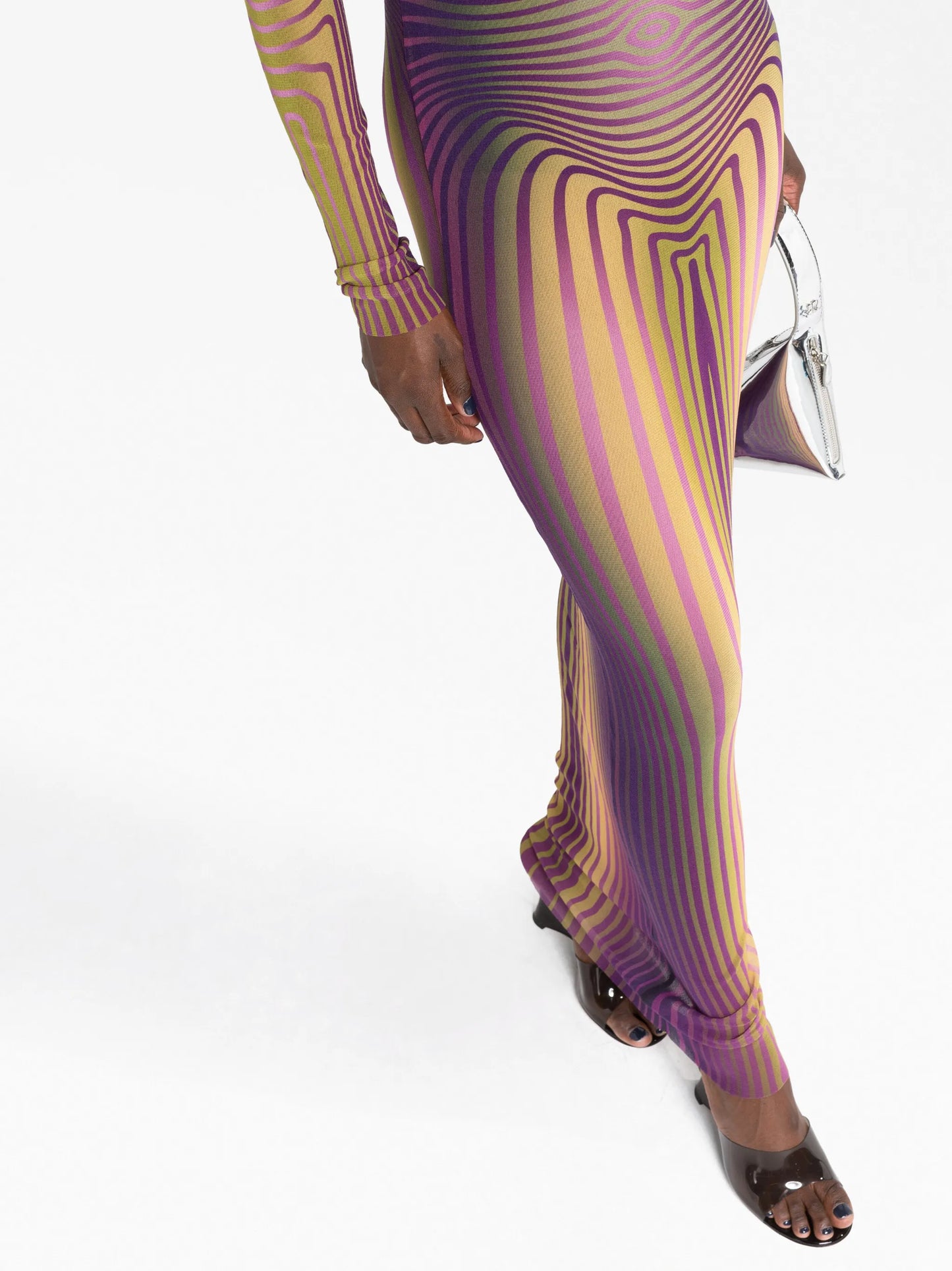 Body Morphing striped sheer dress