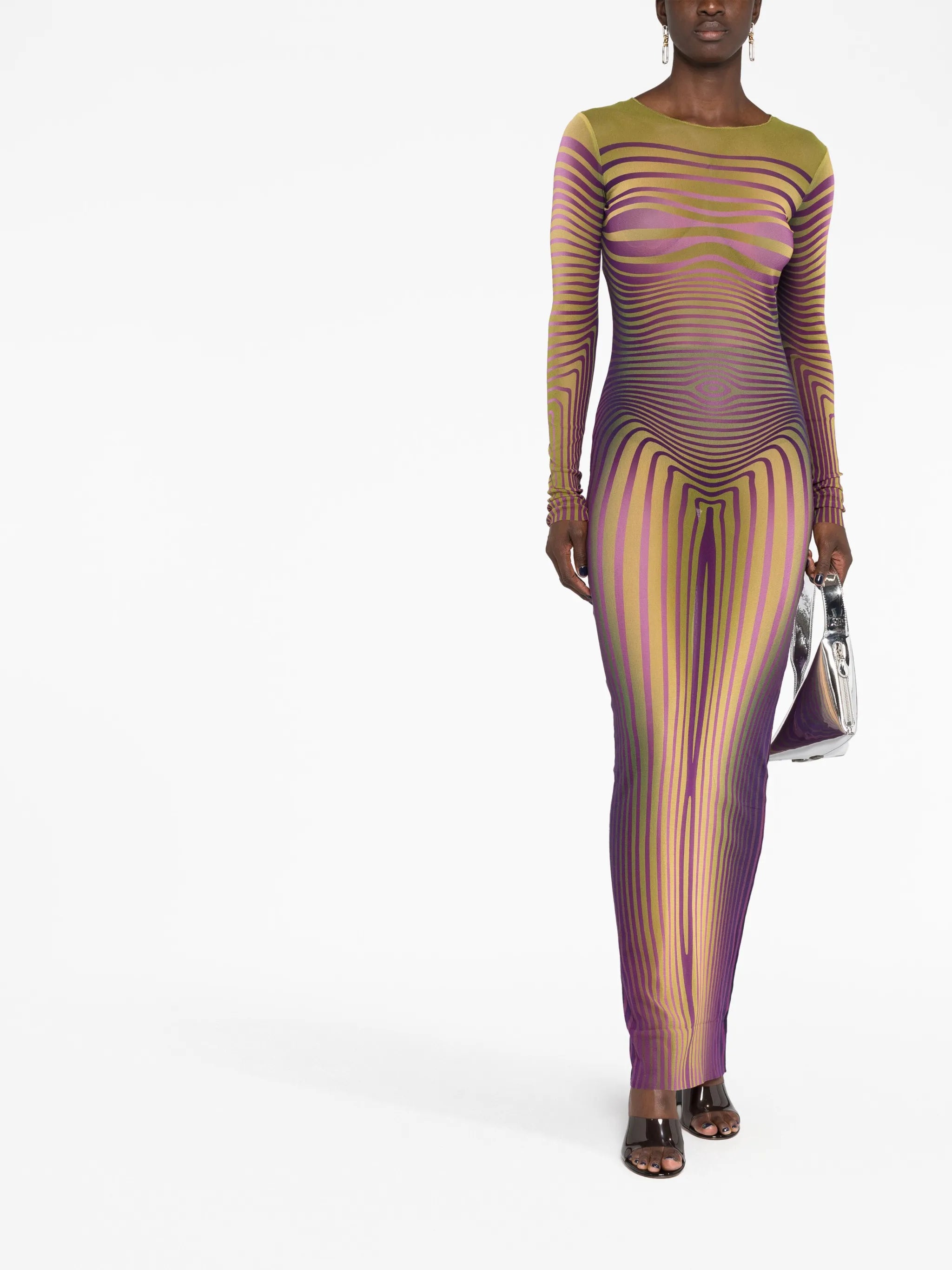Body Morphing striped sheer dress