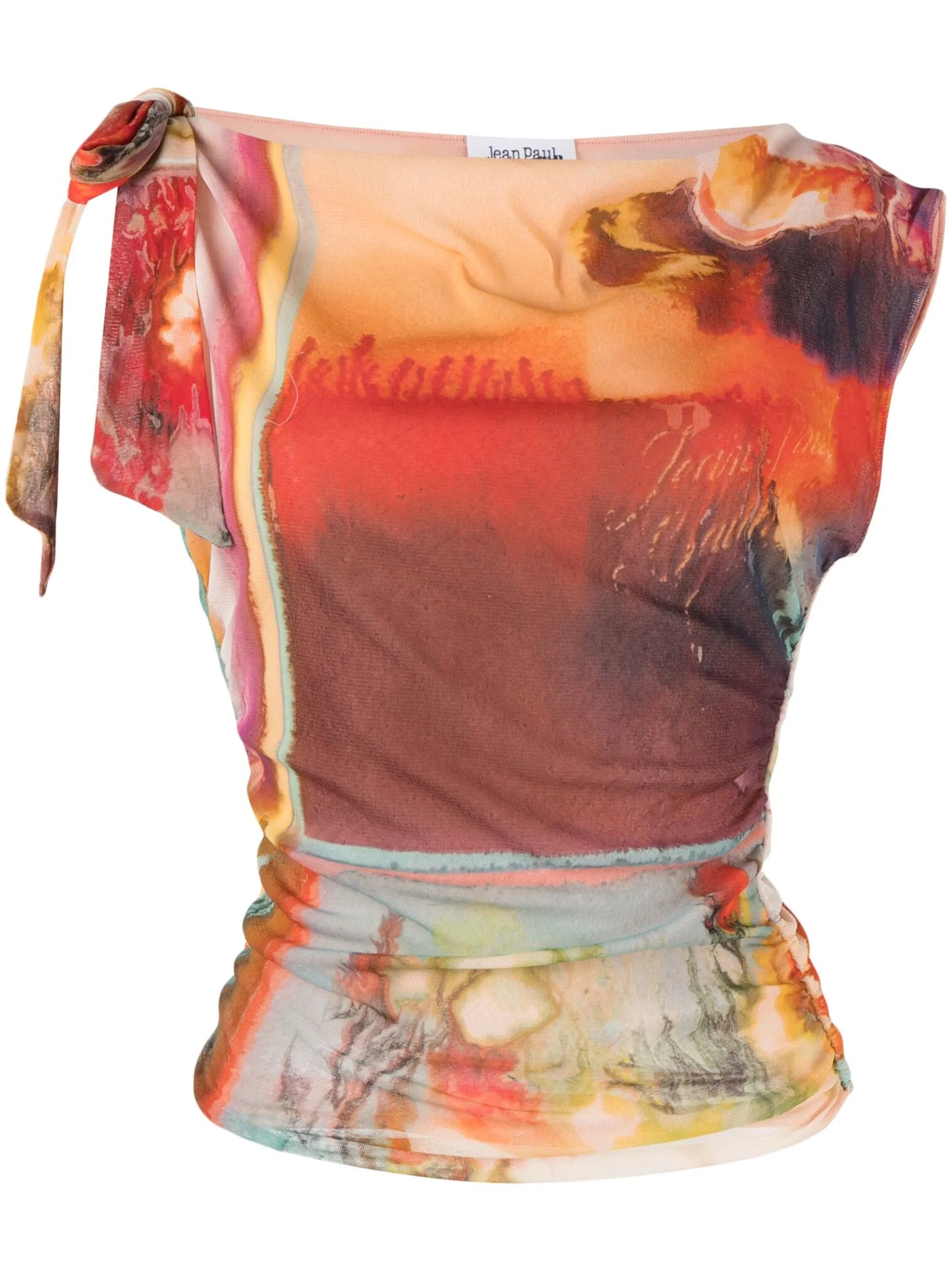 floral scarf-print one-shoulder top