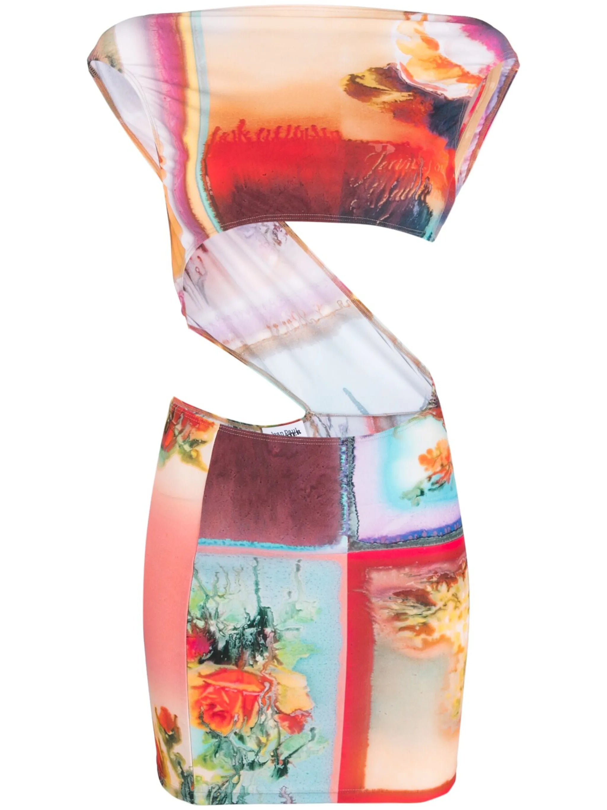 floral-print asymmetric minidress