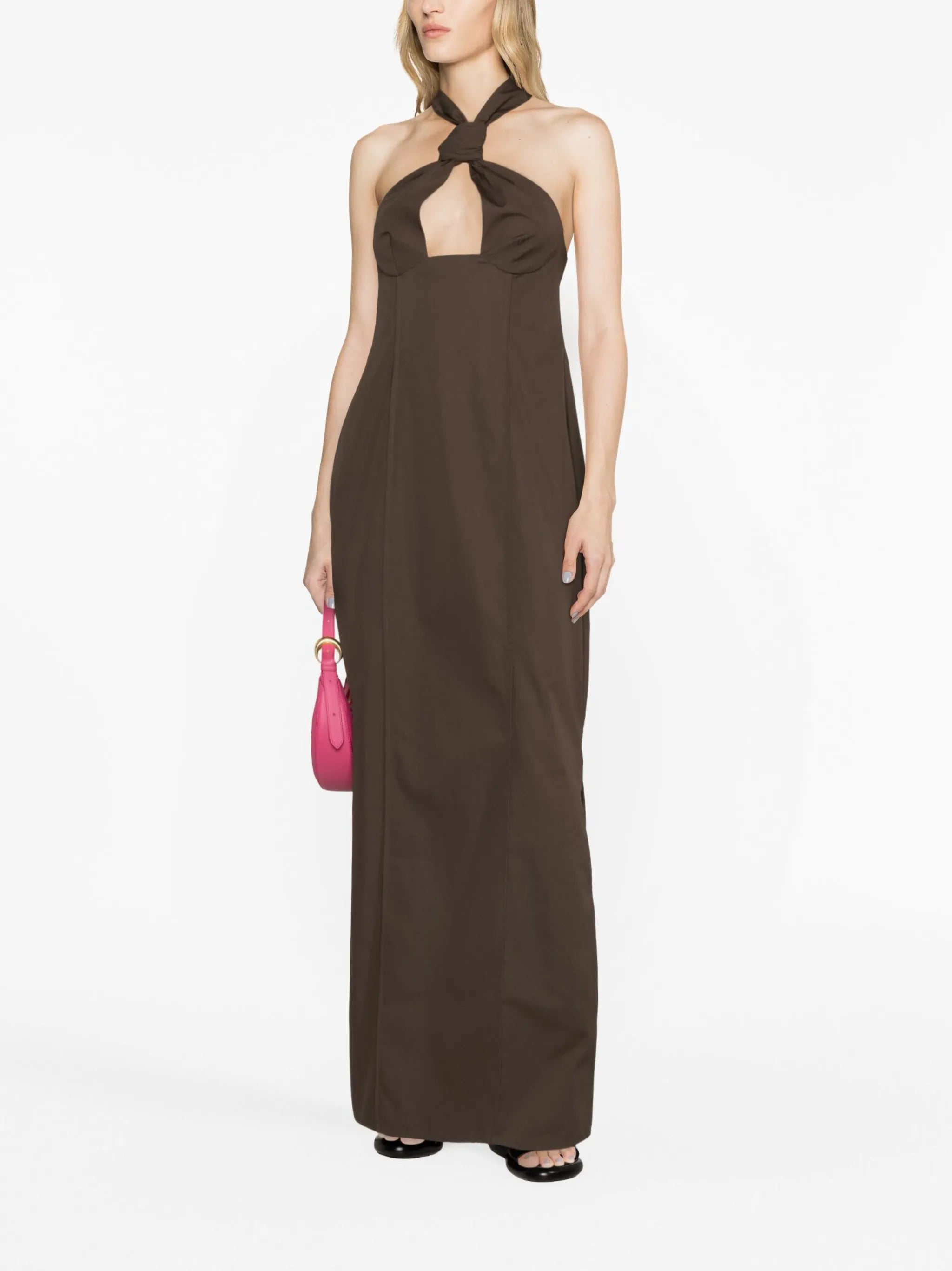 halterneck cotton maxi dress