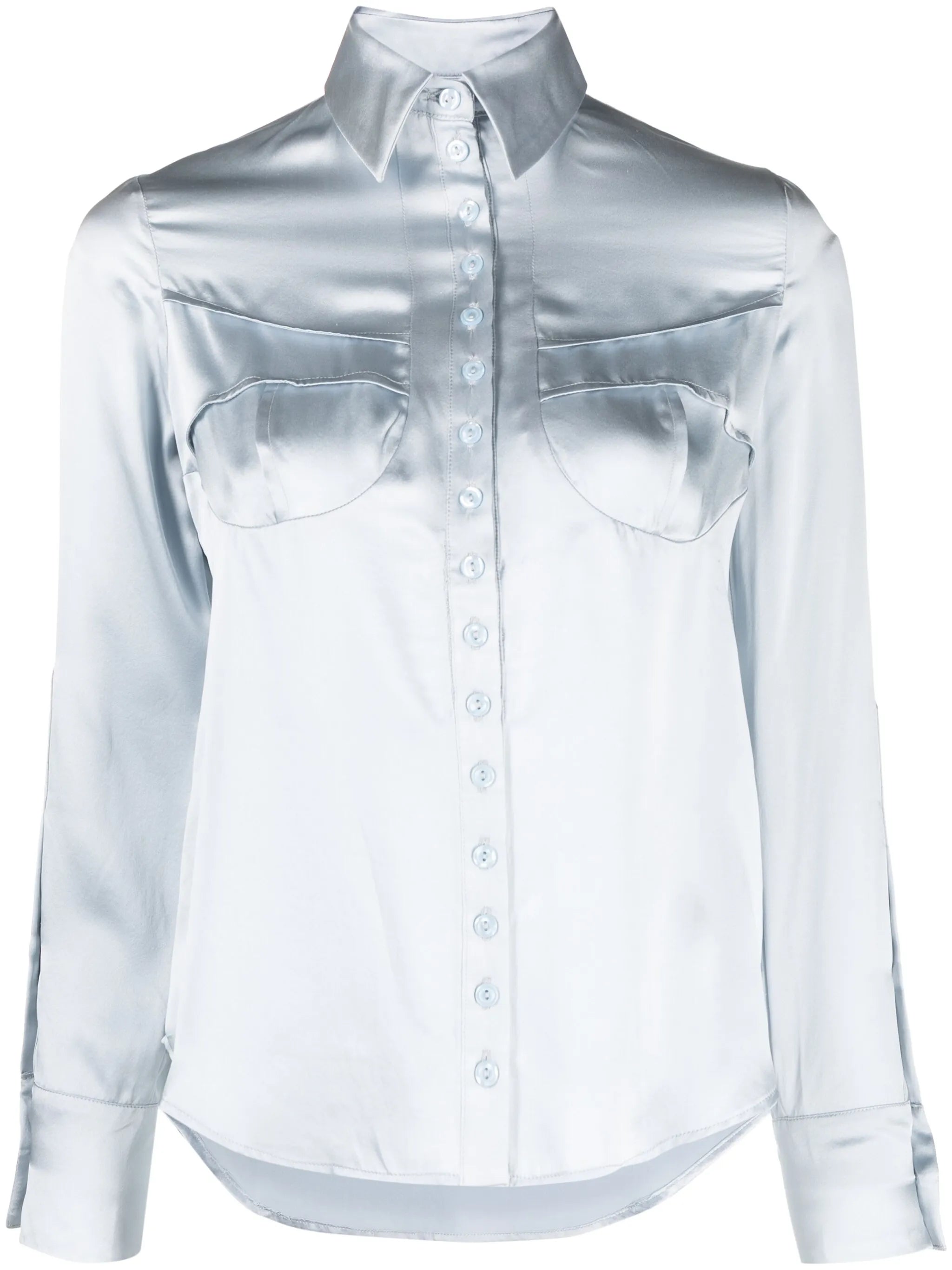 spread-collar silk pyjama shirt