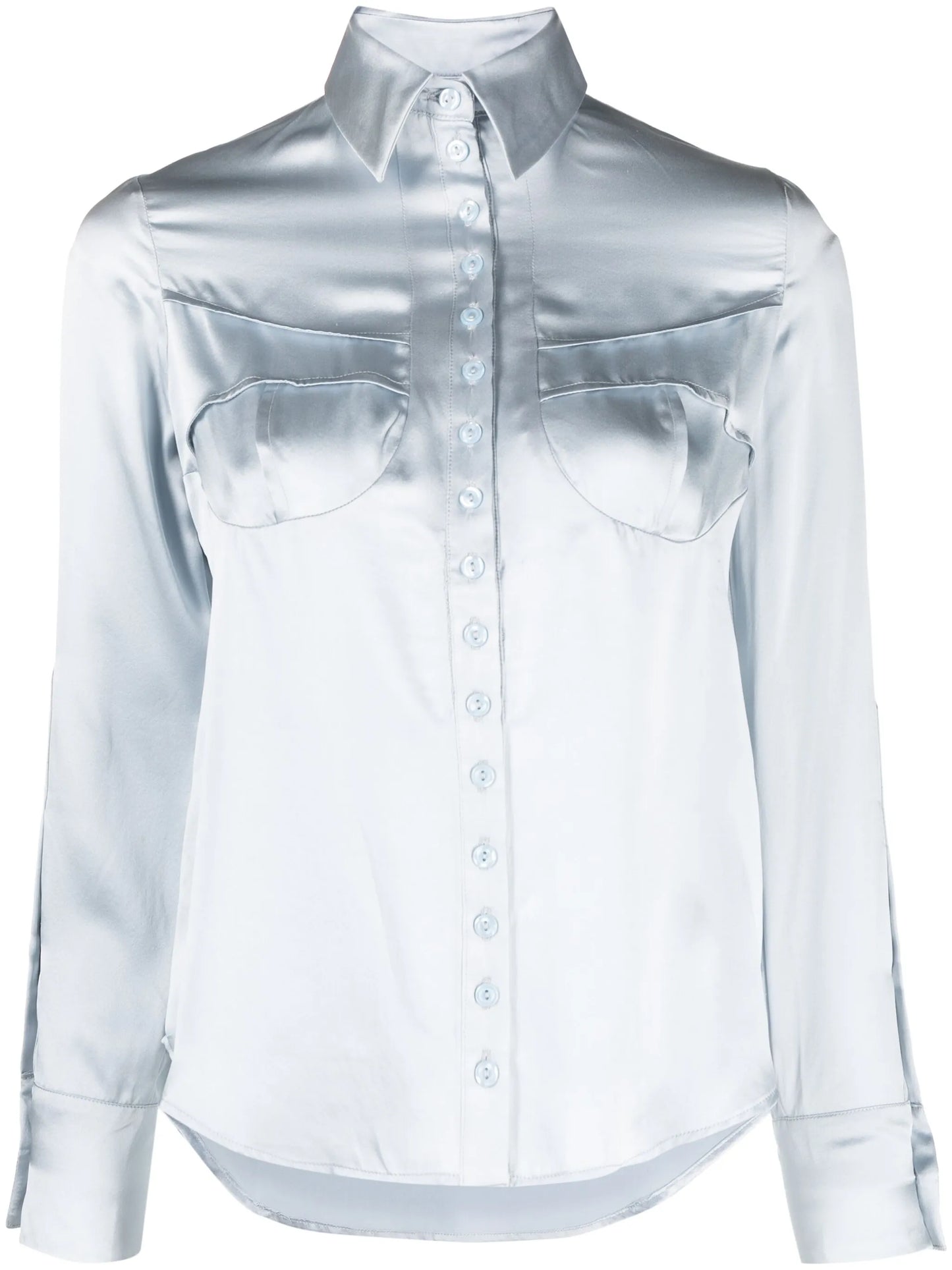 spread-collar silk pyjama shirt