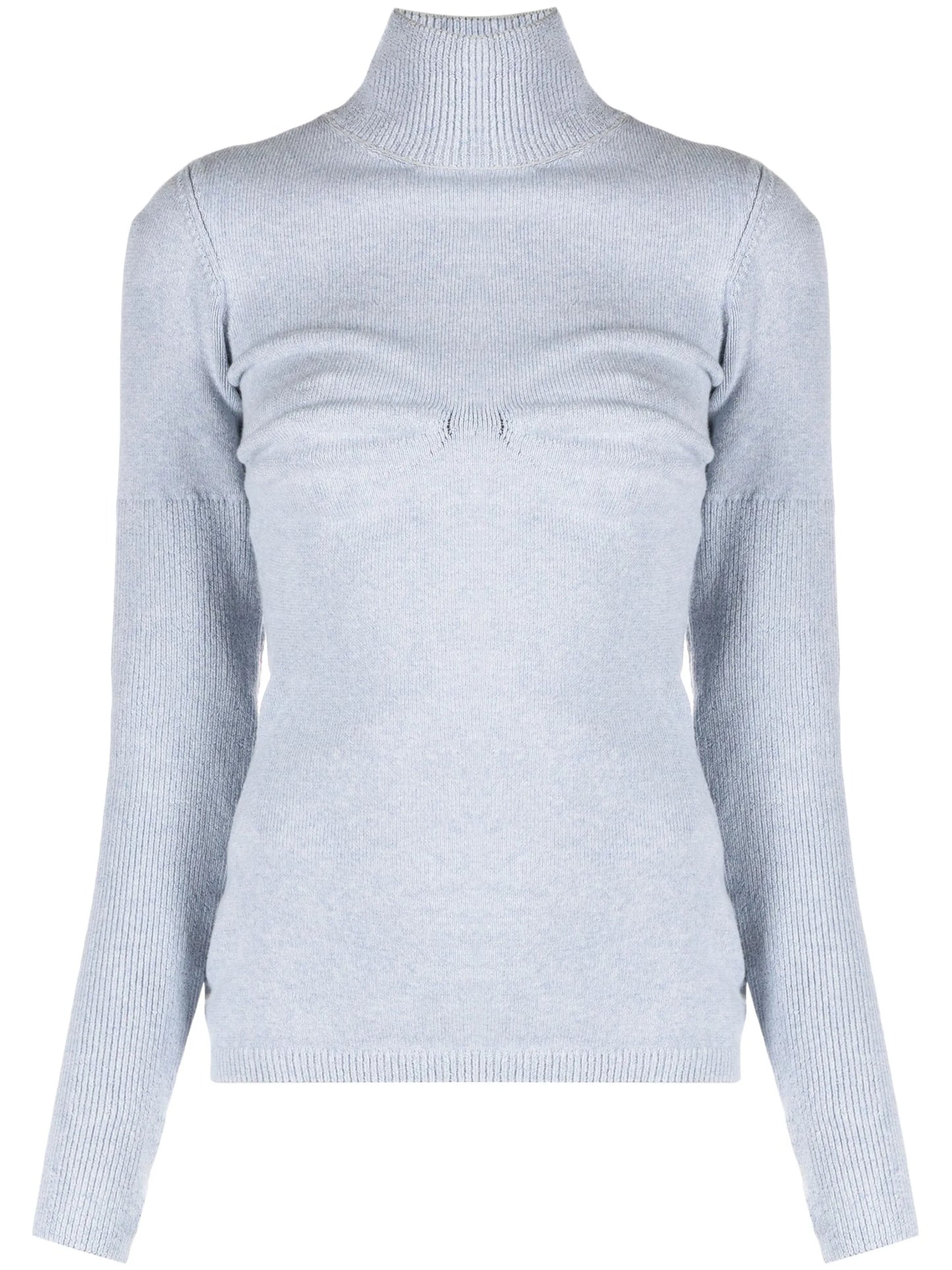 high-neck ribbed-knit jumper