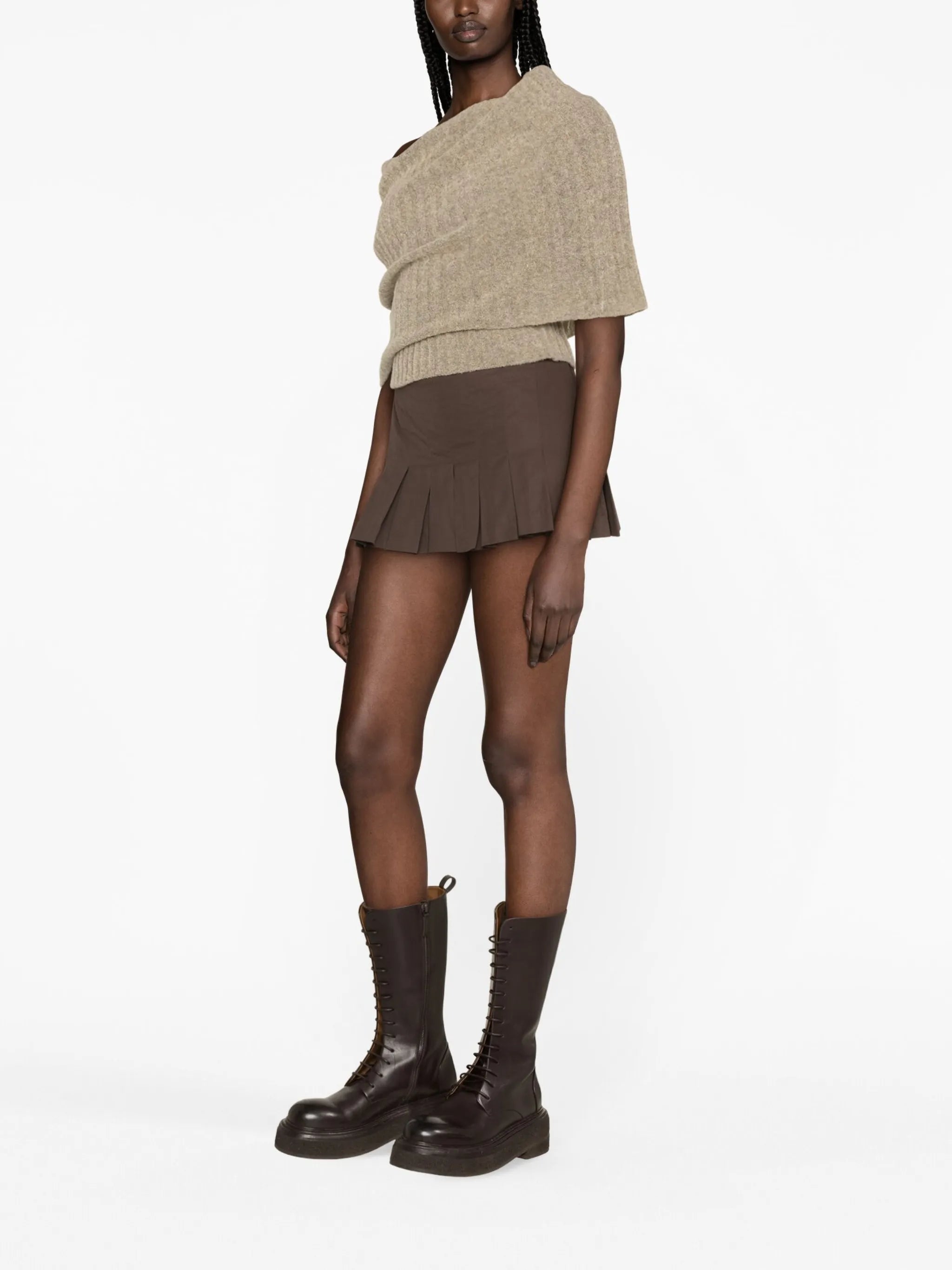 pleated cotton skort