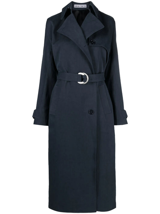 belted cotton trench coat