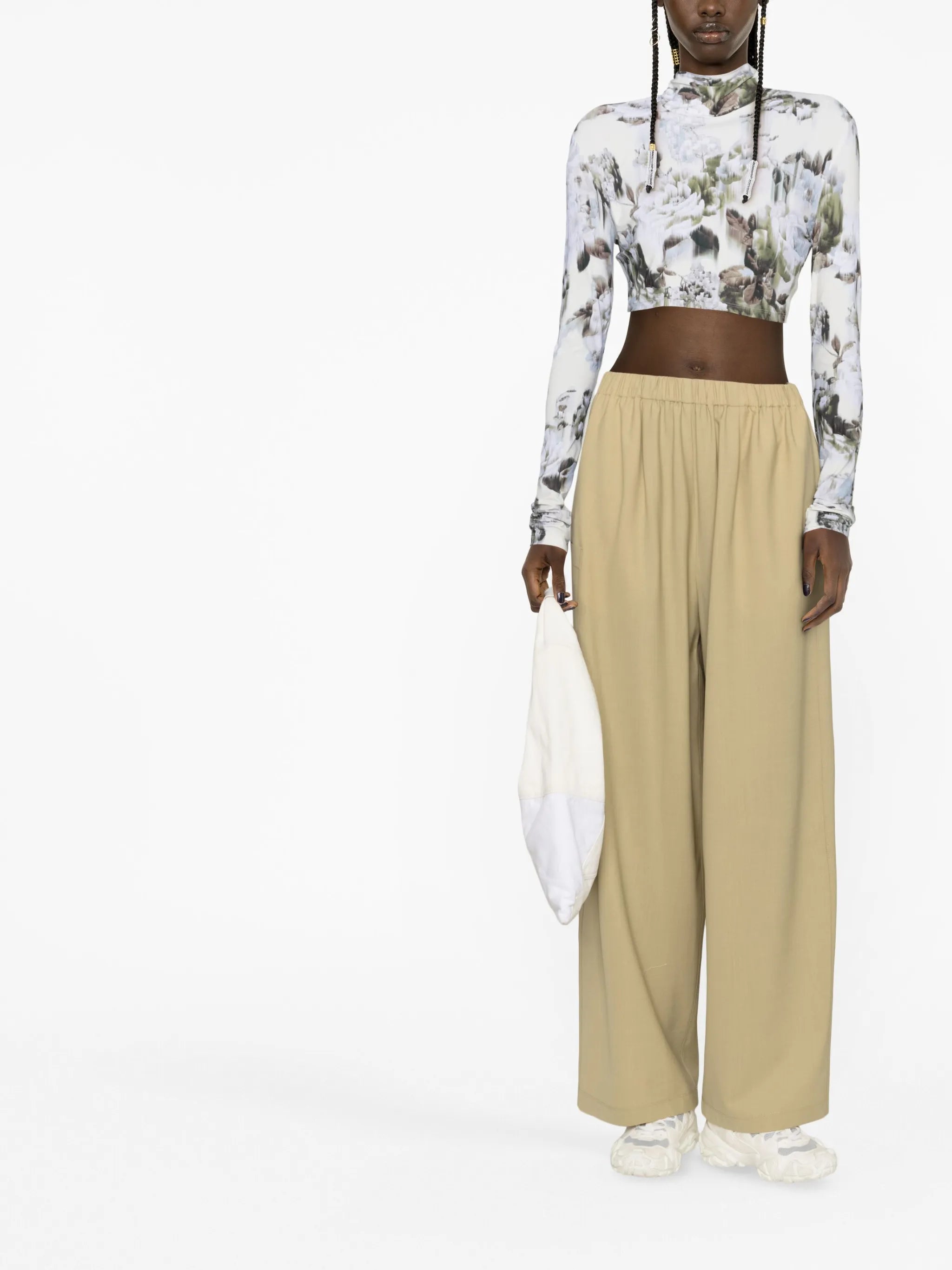 mid-rise wide-leg trousers