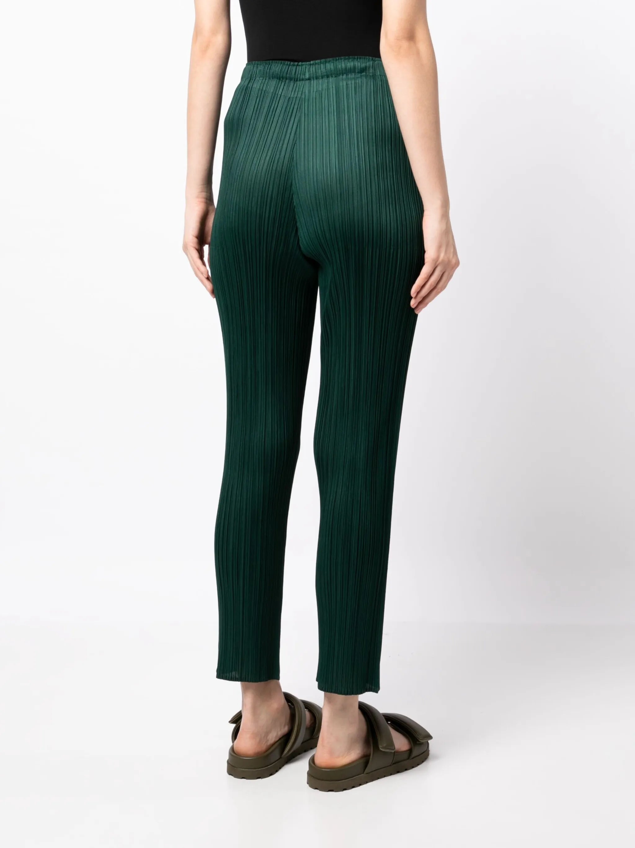 pleated cropped slim-fit trousers