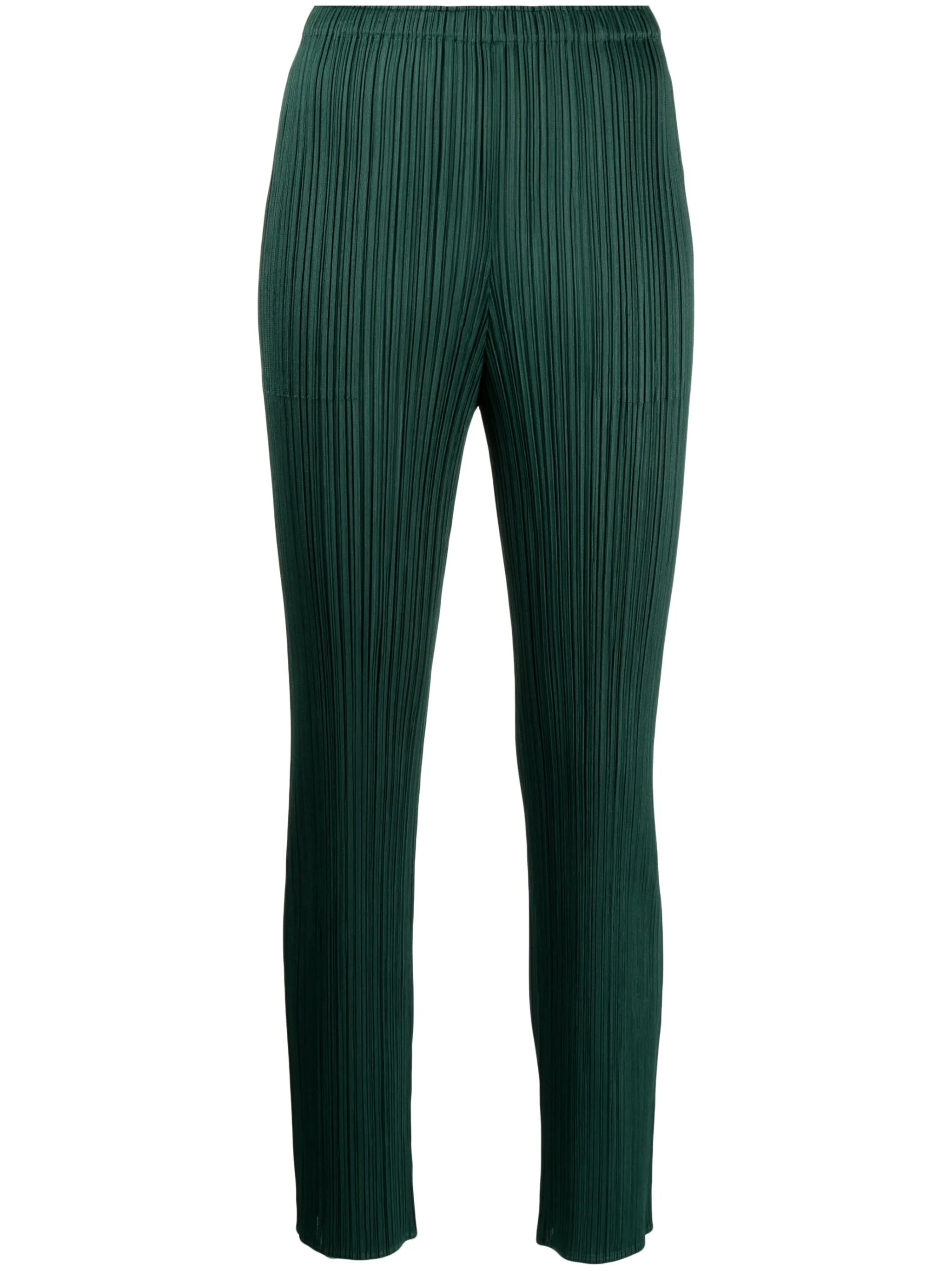 pleated cropped slim-fit trousers