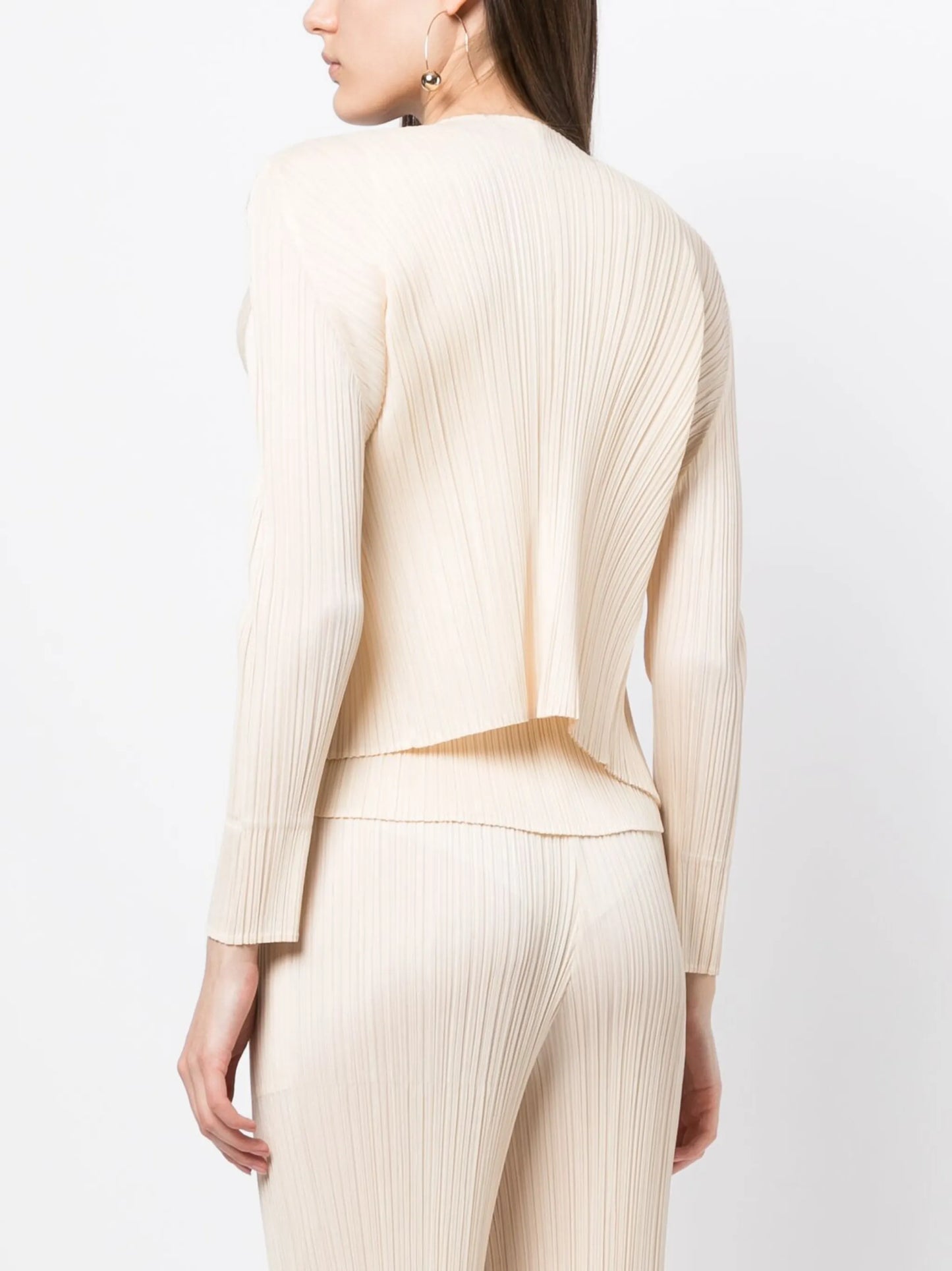 cropped plissé cardigan
