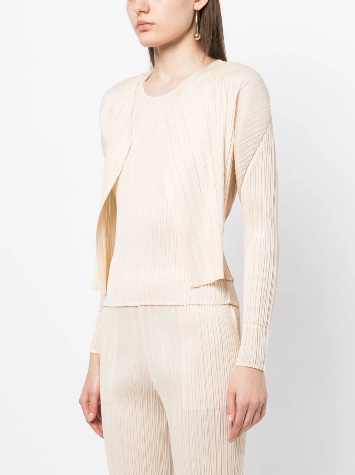 cropped plissé cardigan