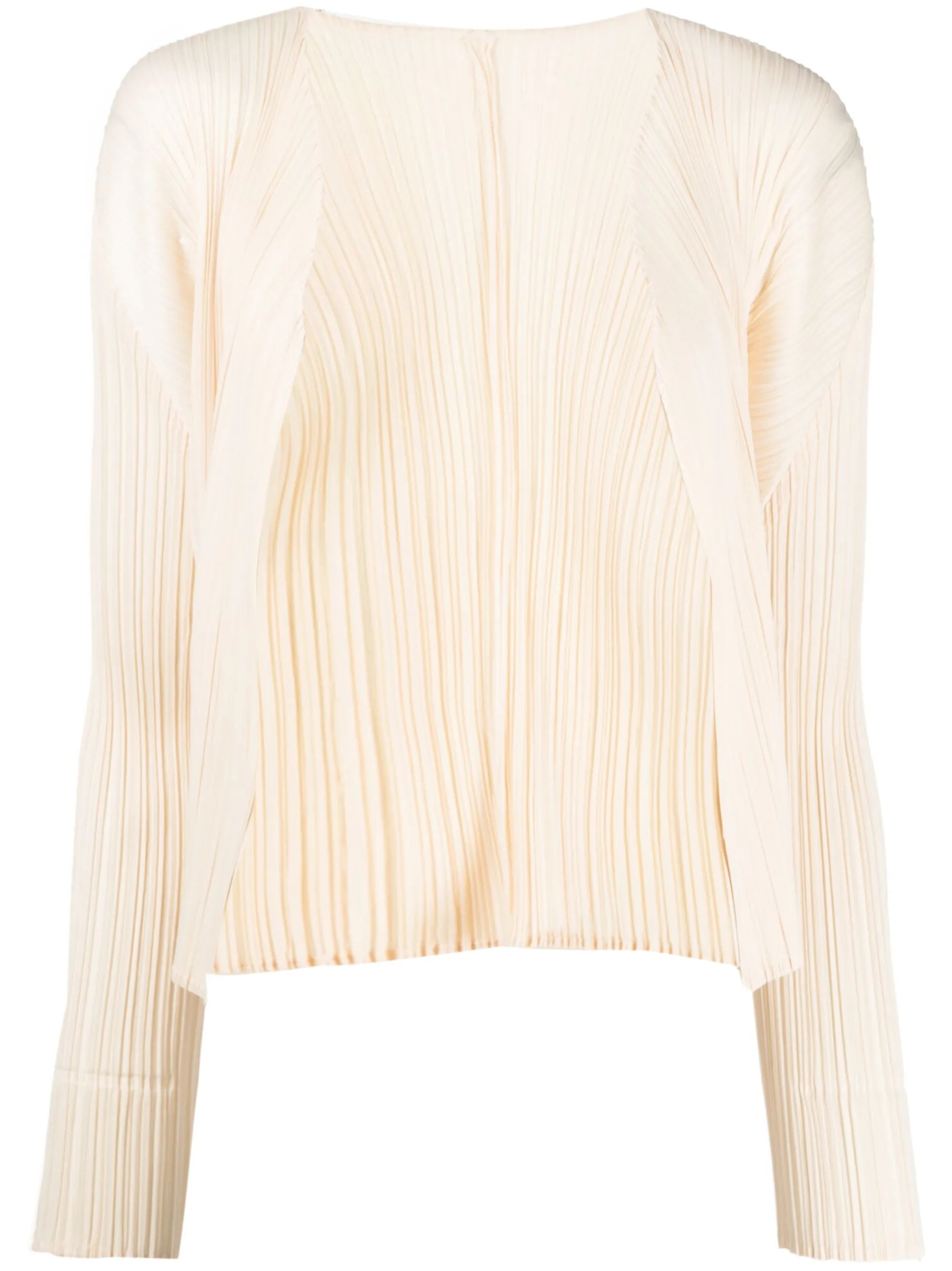 cropped plissé cardigan