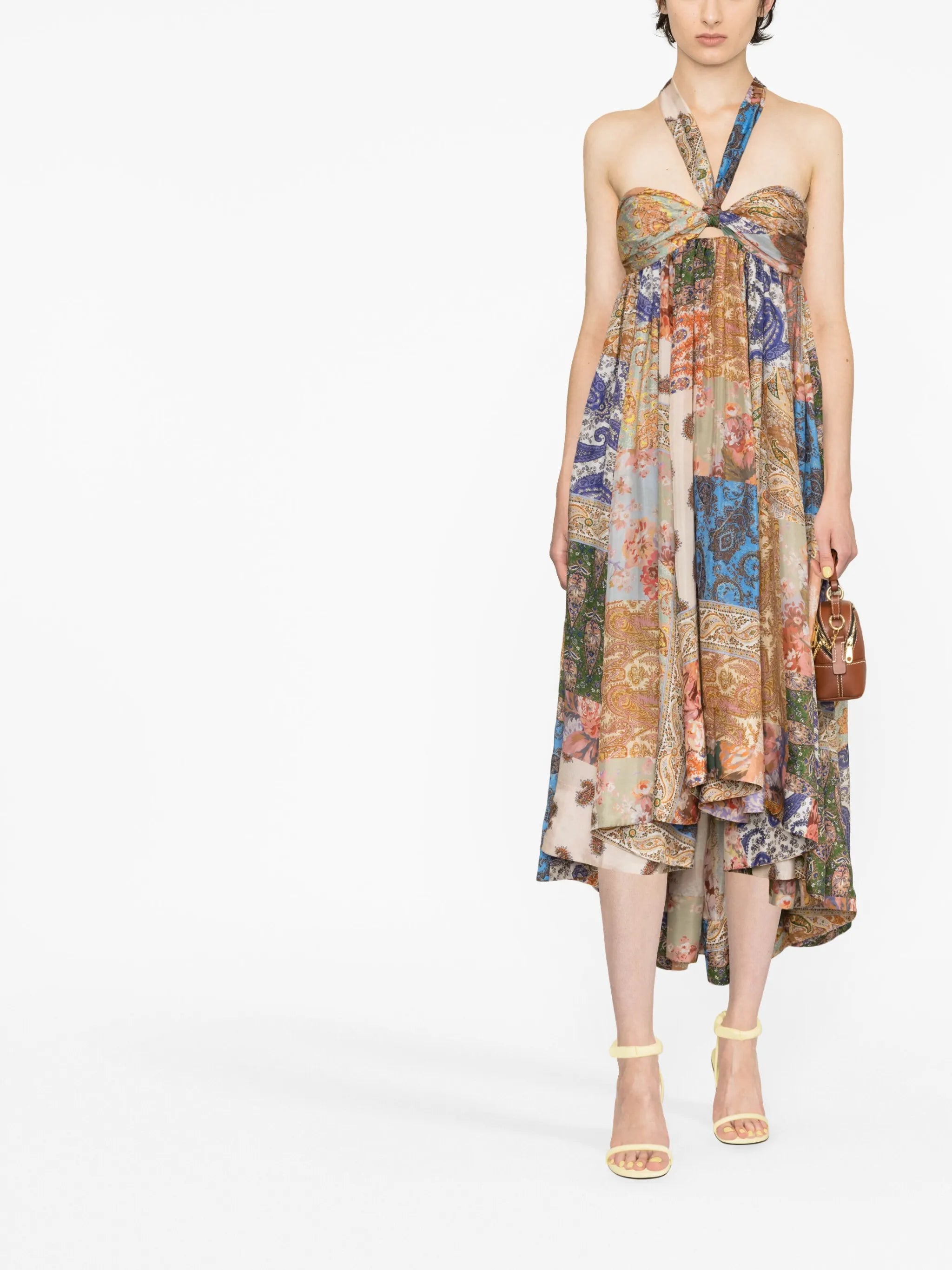 Devi paisley-print halterneck dress