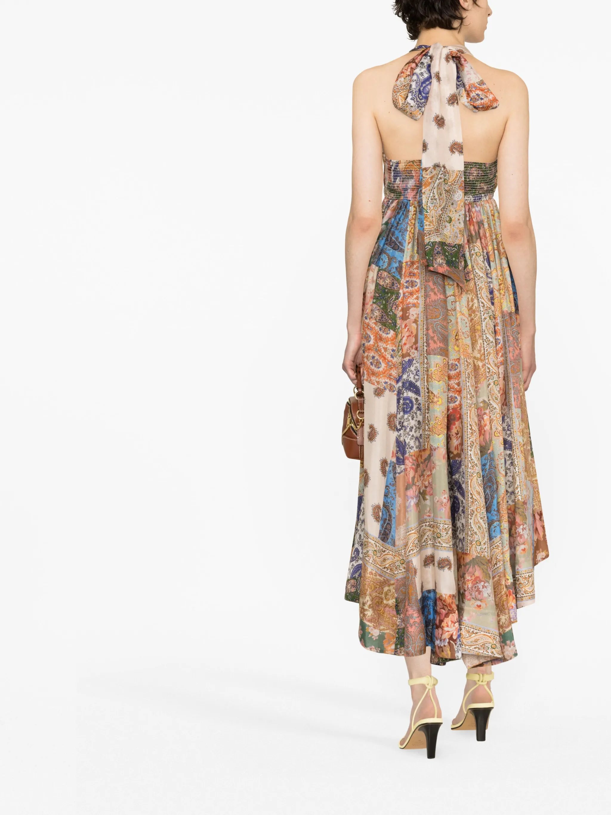 Devi paisley-print halterneck dress