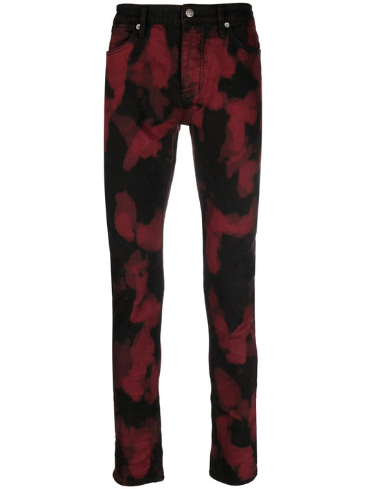 abstract-print low-rise jeans