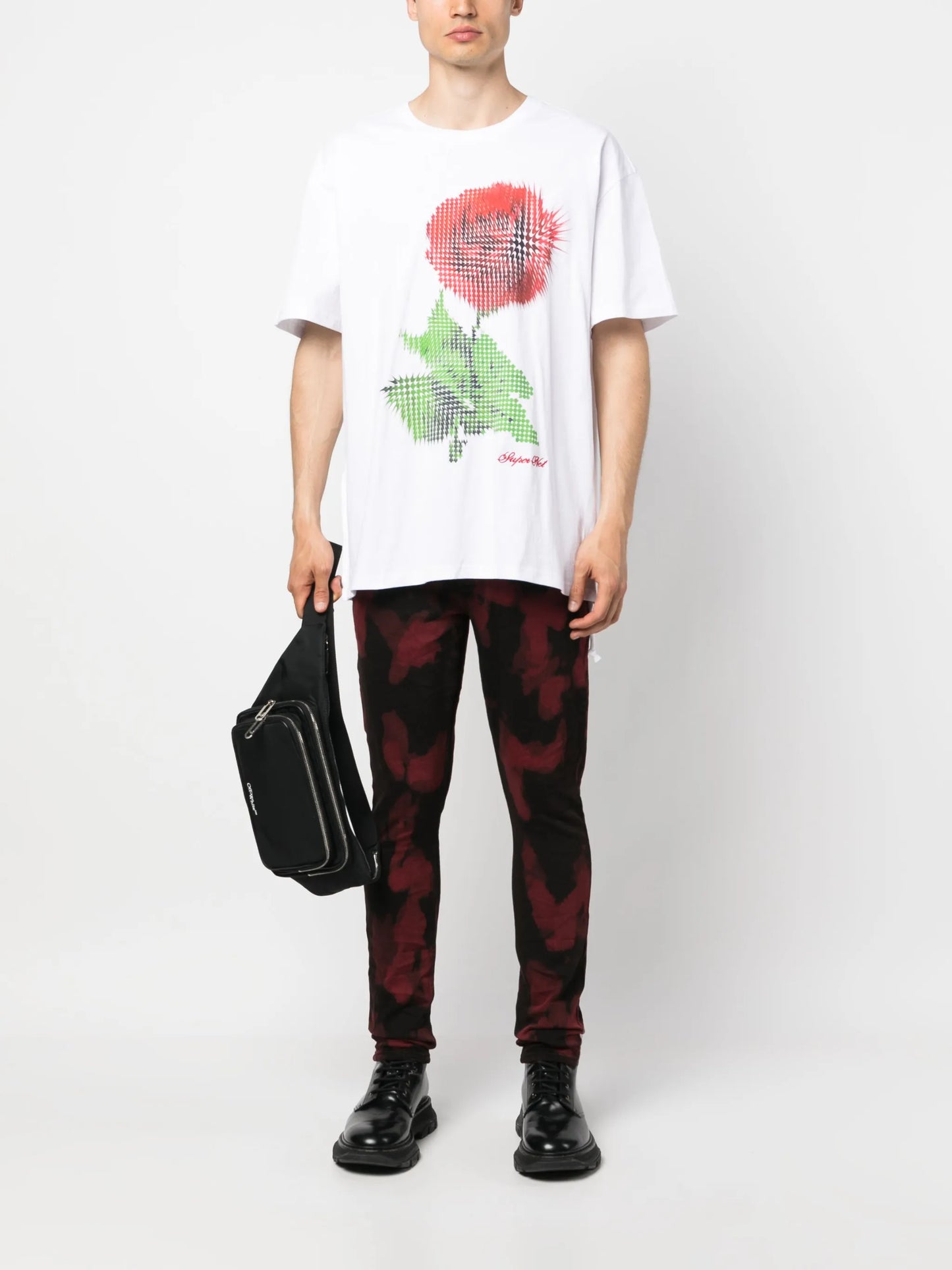 abstract-print low-rise jeans