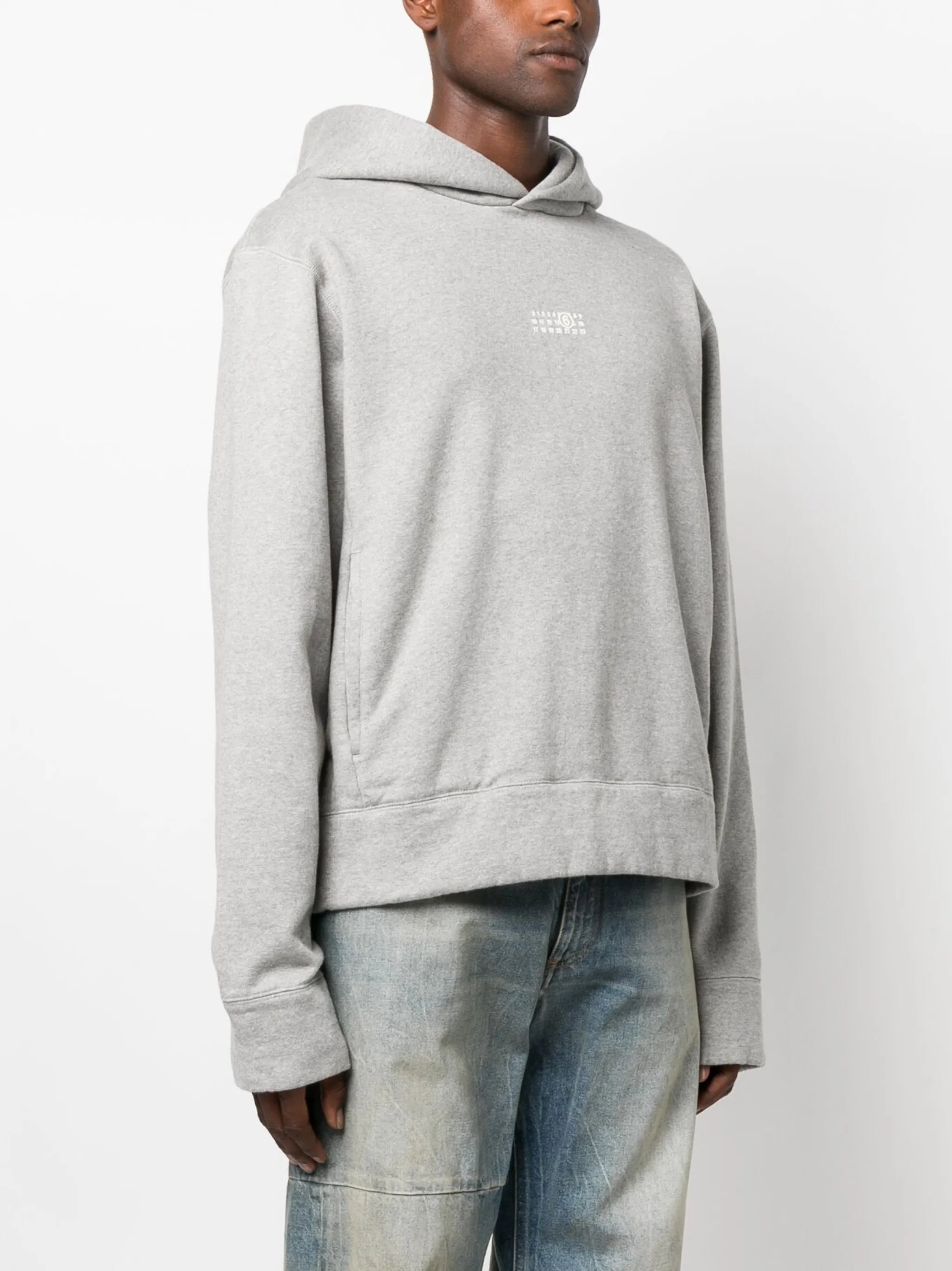 embroidered-logo melange-effect hoodie