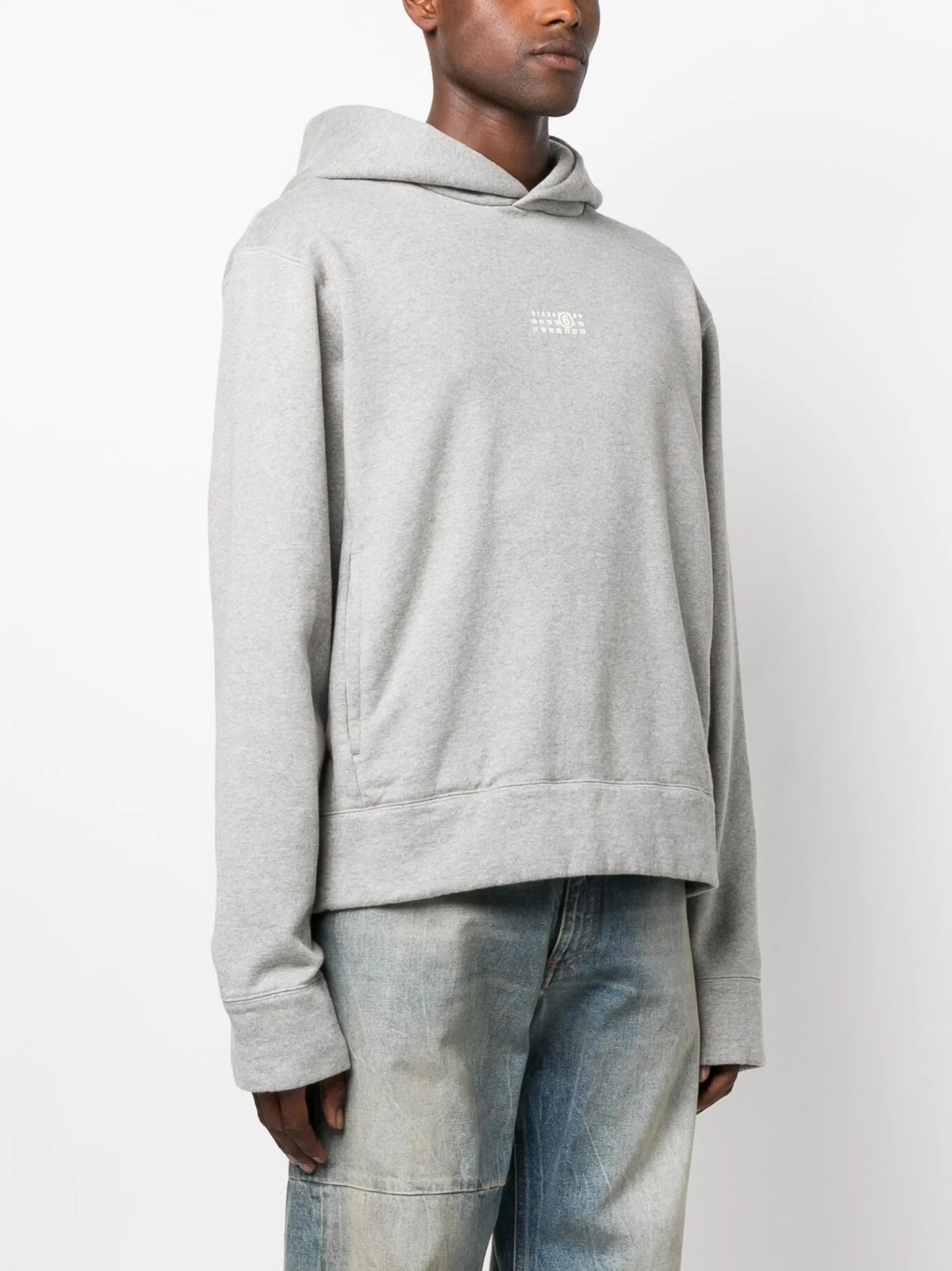 embroidered-logo melange-effect hoodie