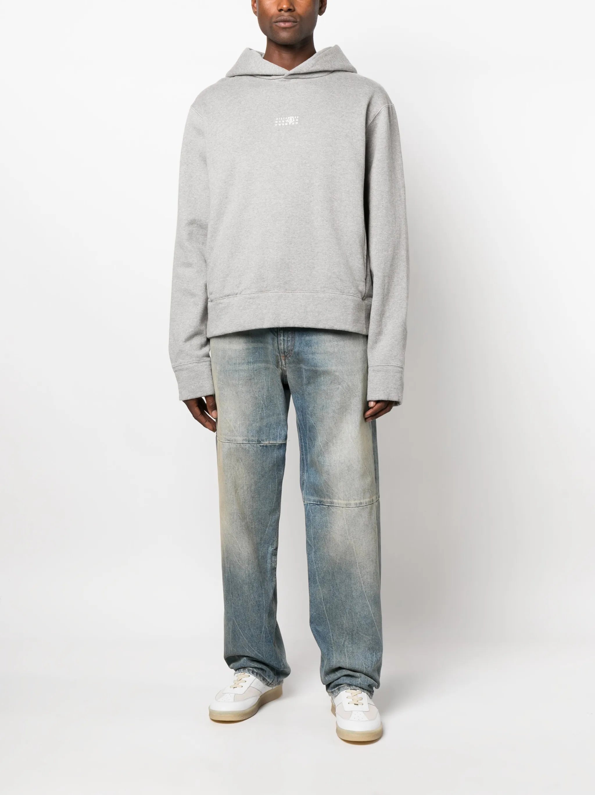 embroidered-logo melange-effect hoodie