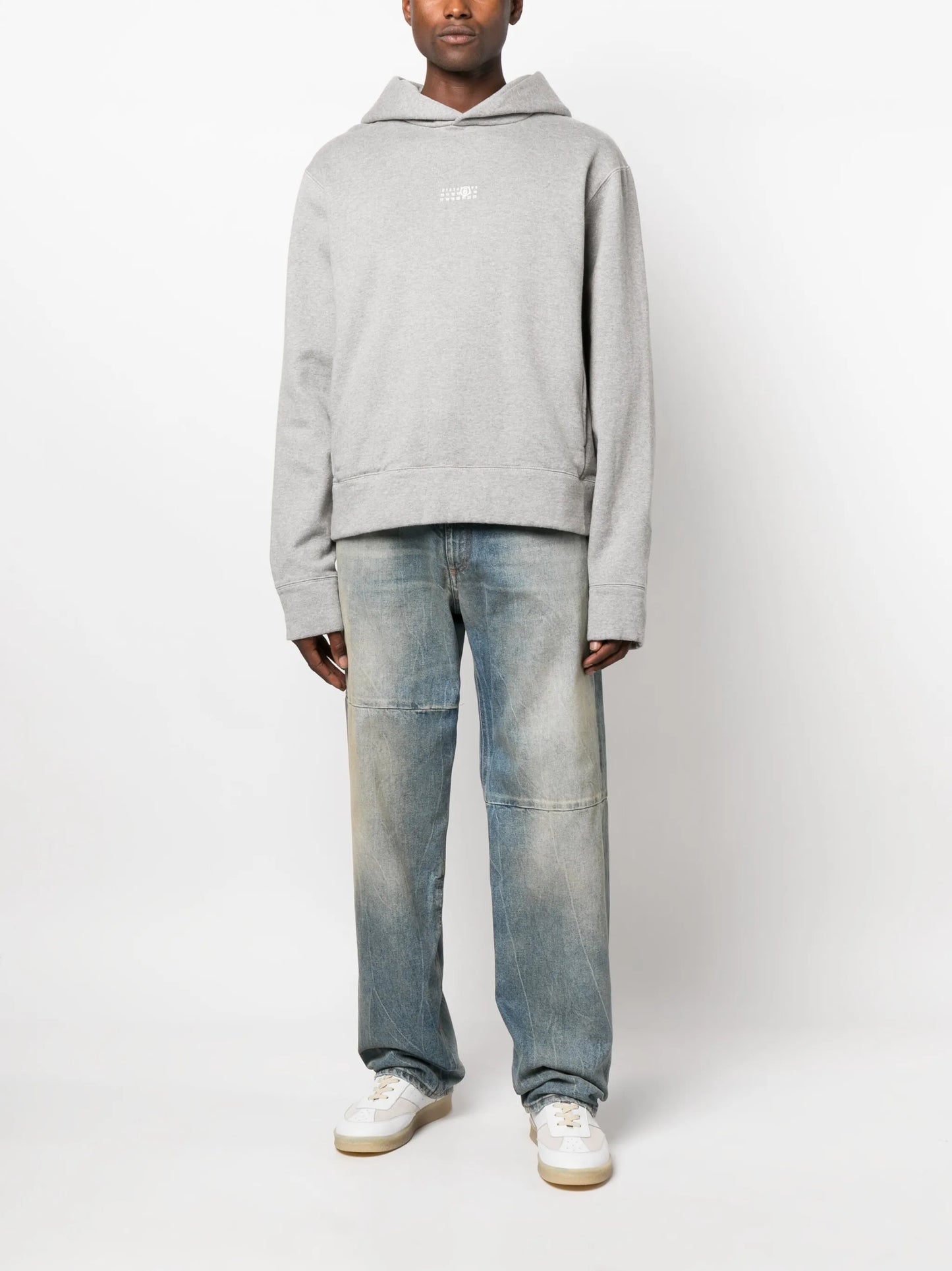 embroidered-logo melange-effect hoodie