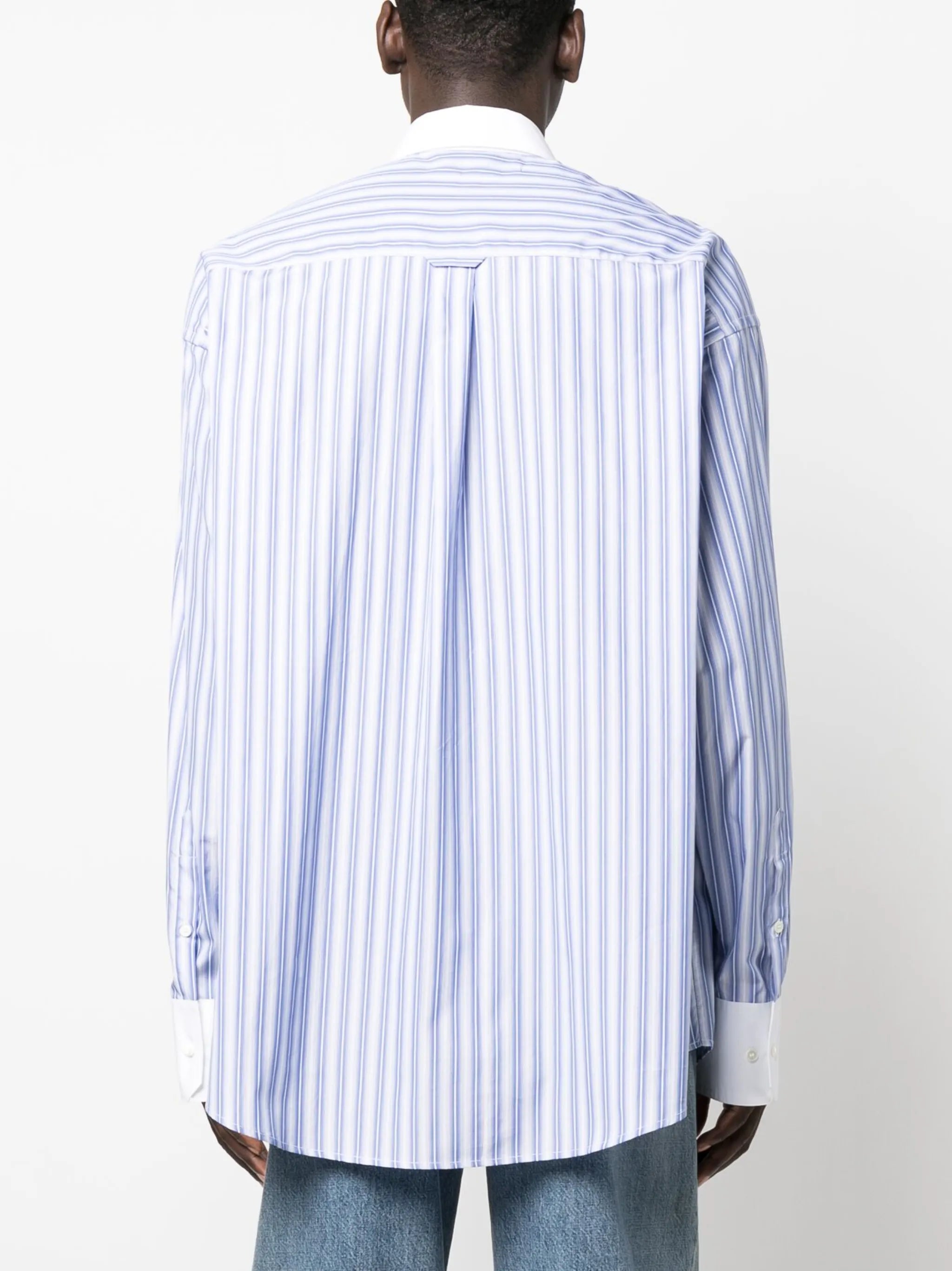 logo-embroidered striped cotton shirt