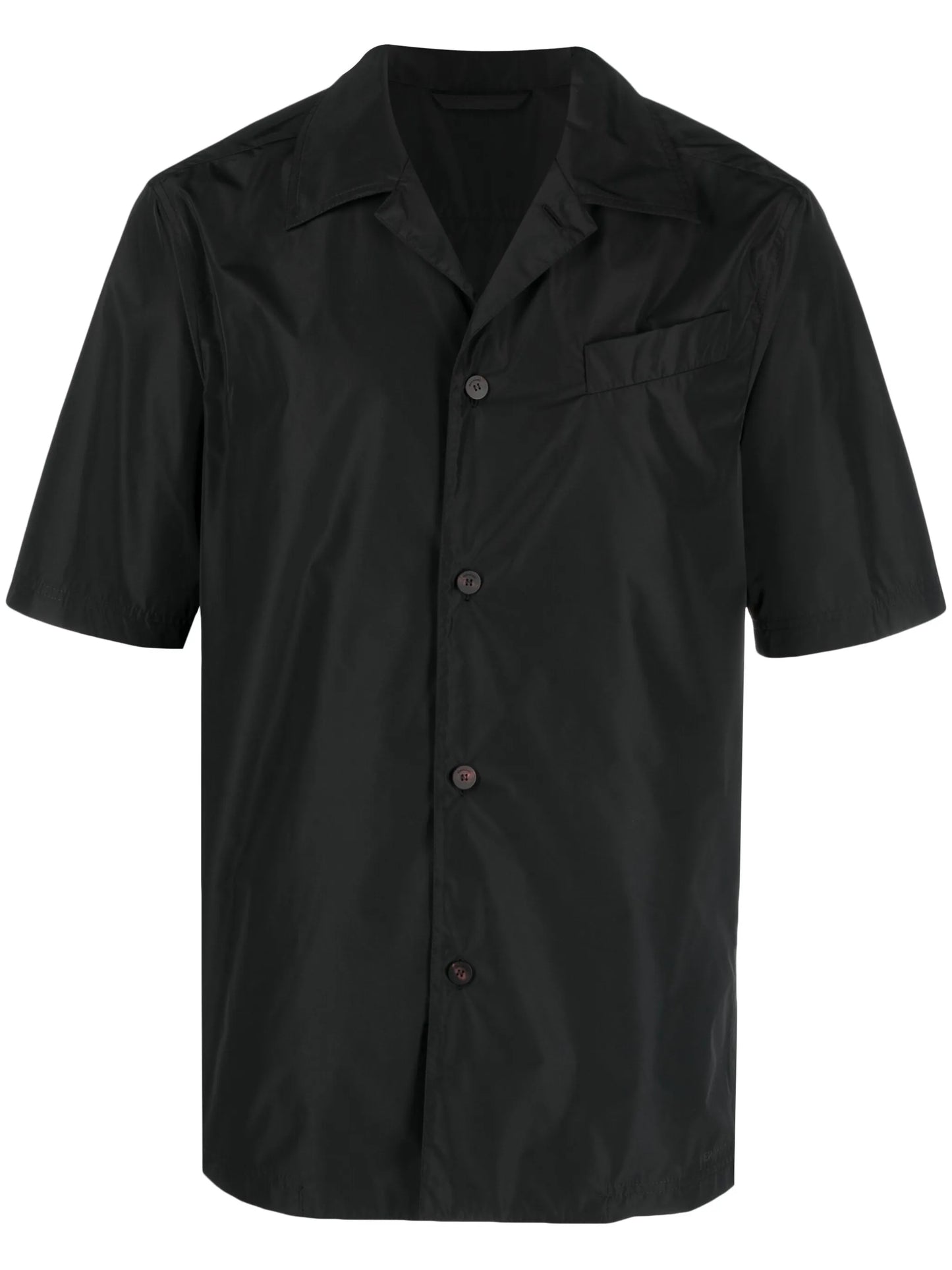 Cuban-collar button-up shirt