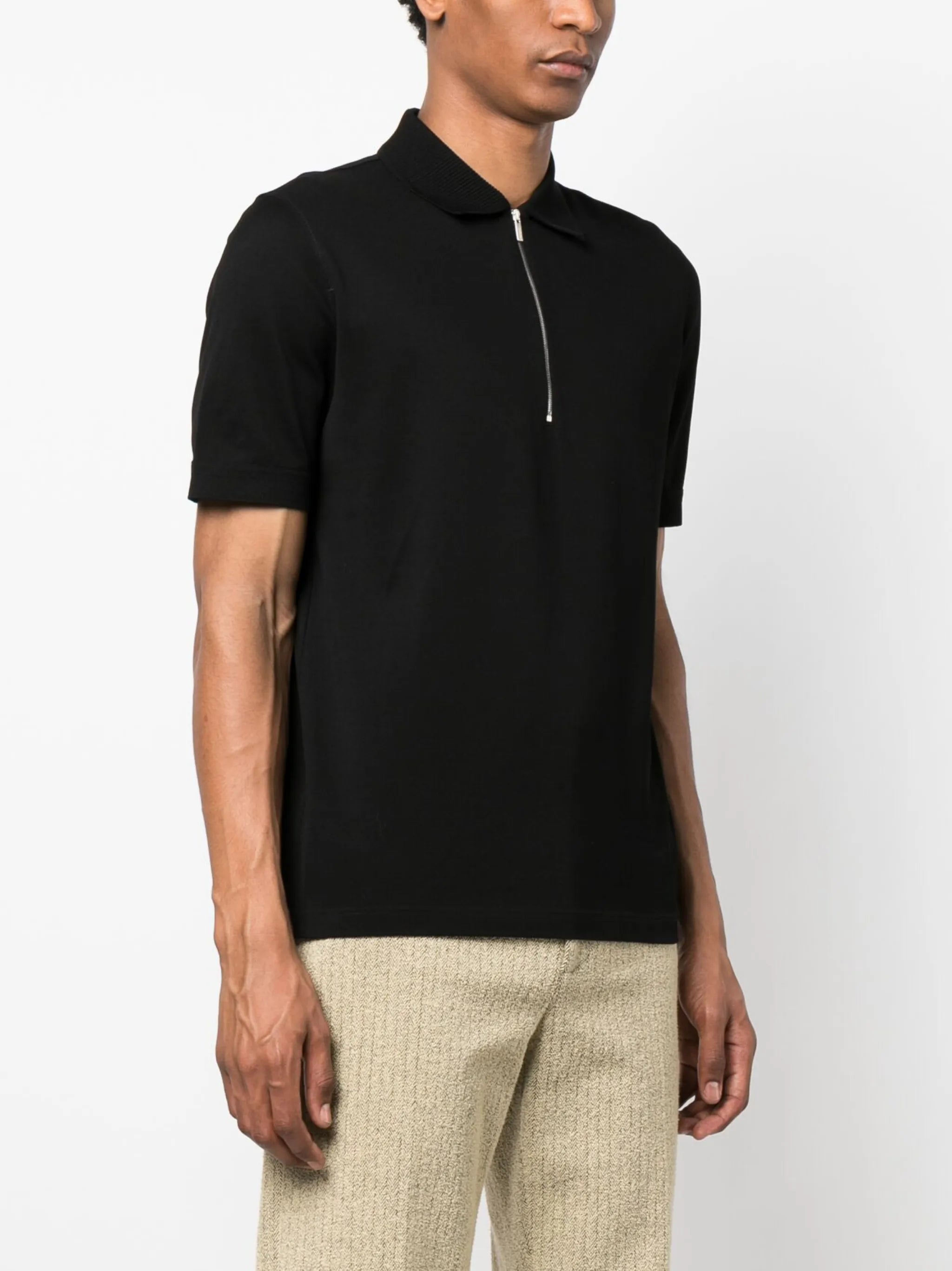 half-zip cotton polo shirt