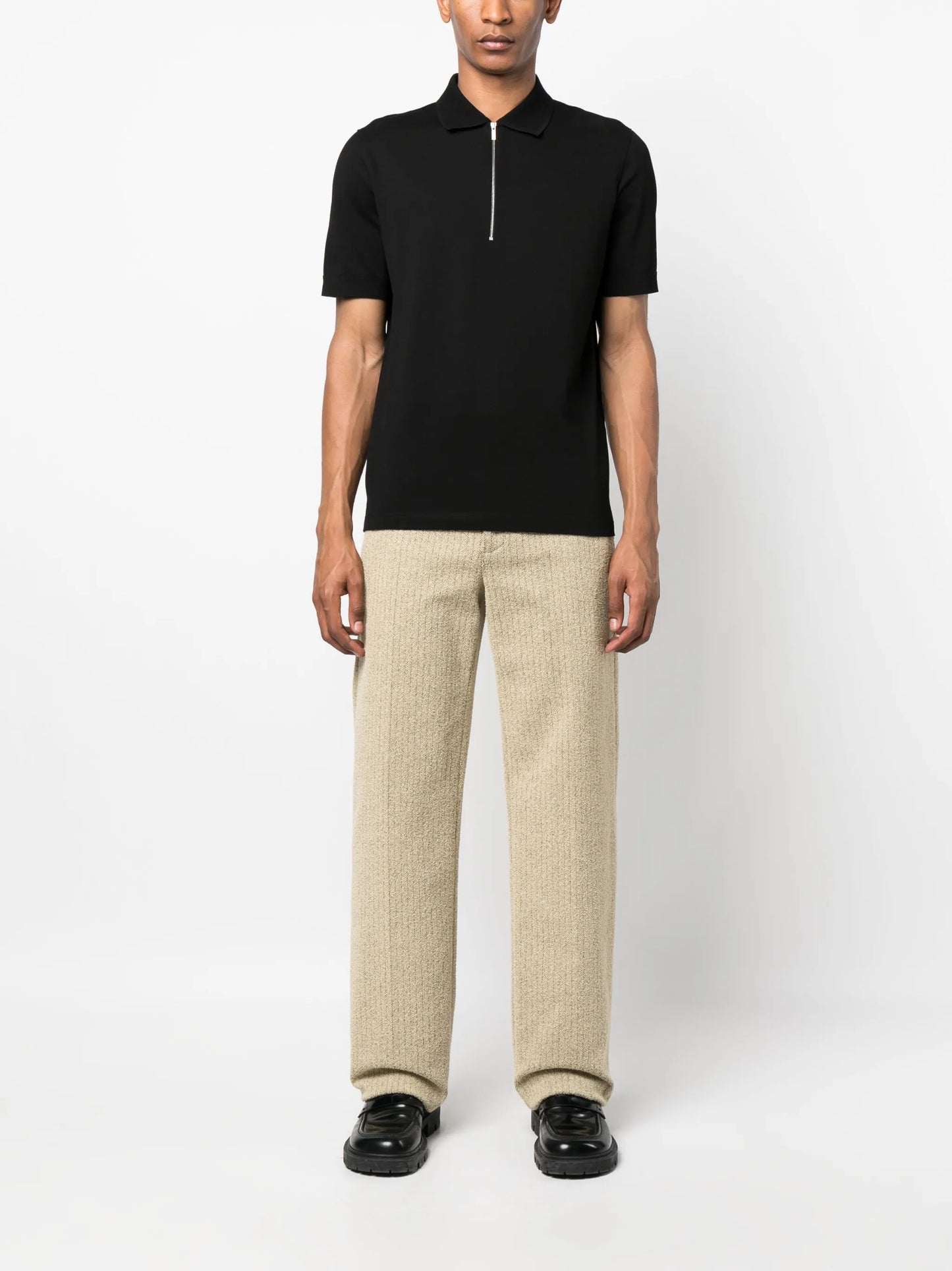 half-zip cotton polo shirt