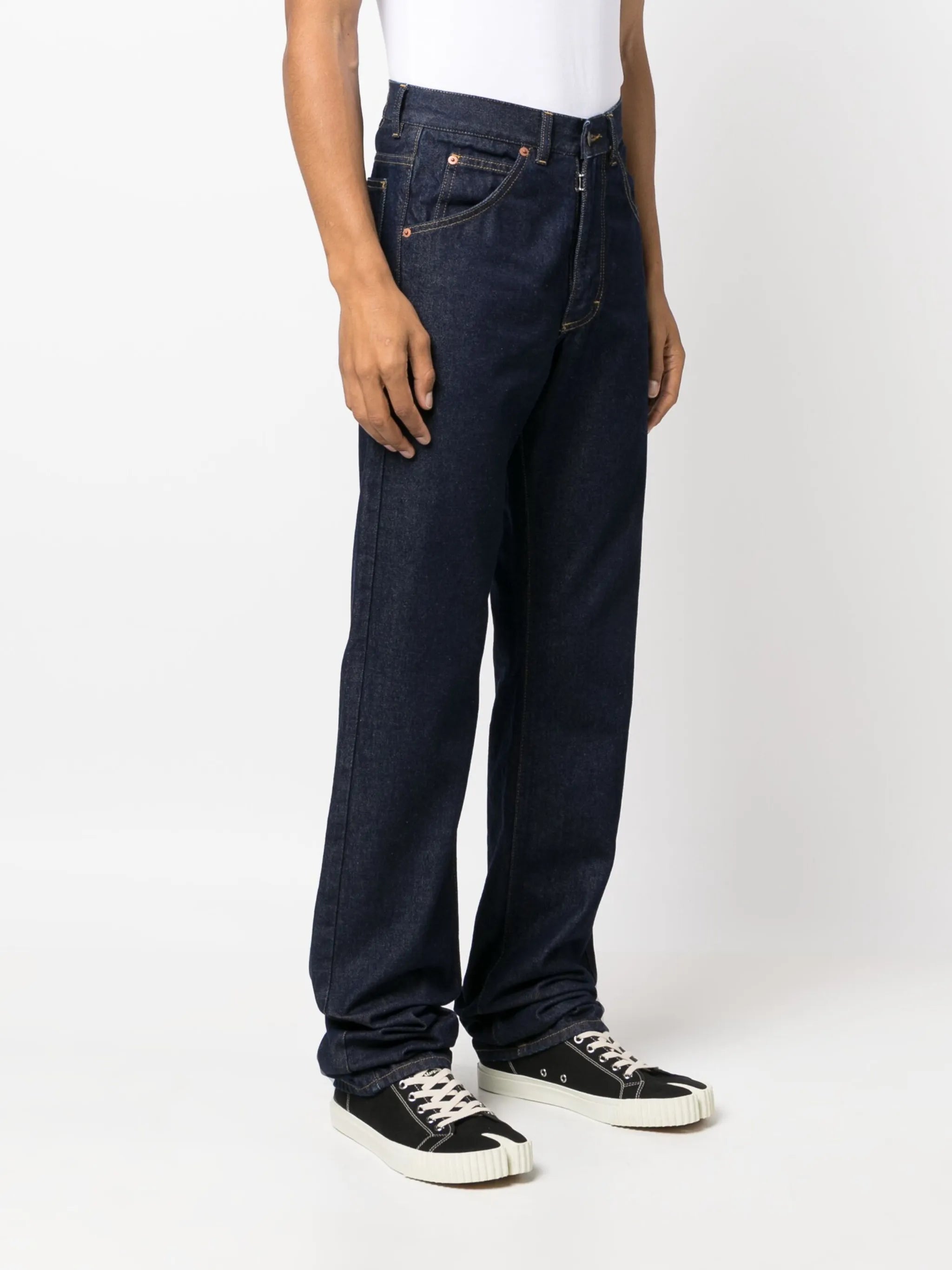mid-rise straight-leg jeans