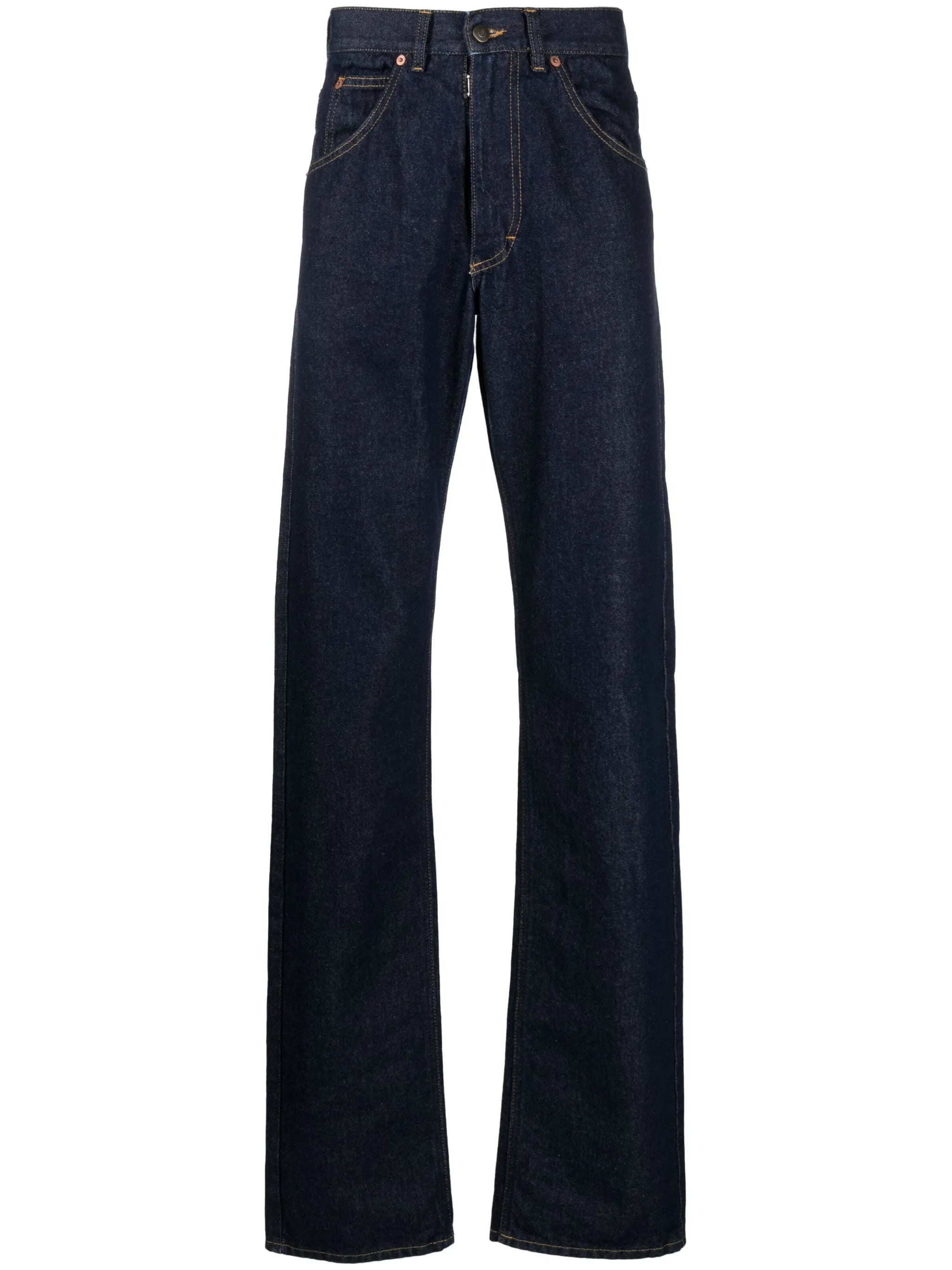 mid-rise straight-leg jeans