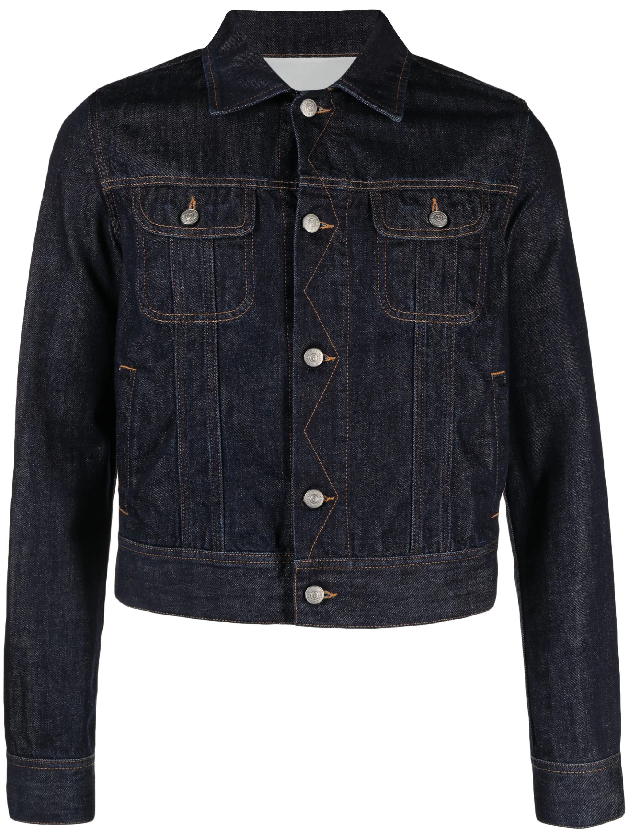 contrasting-stitch cotton denim jacket