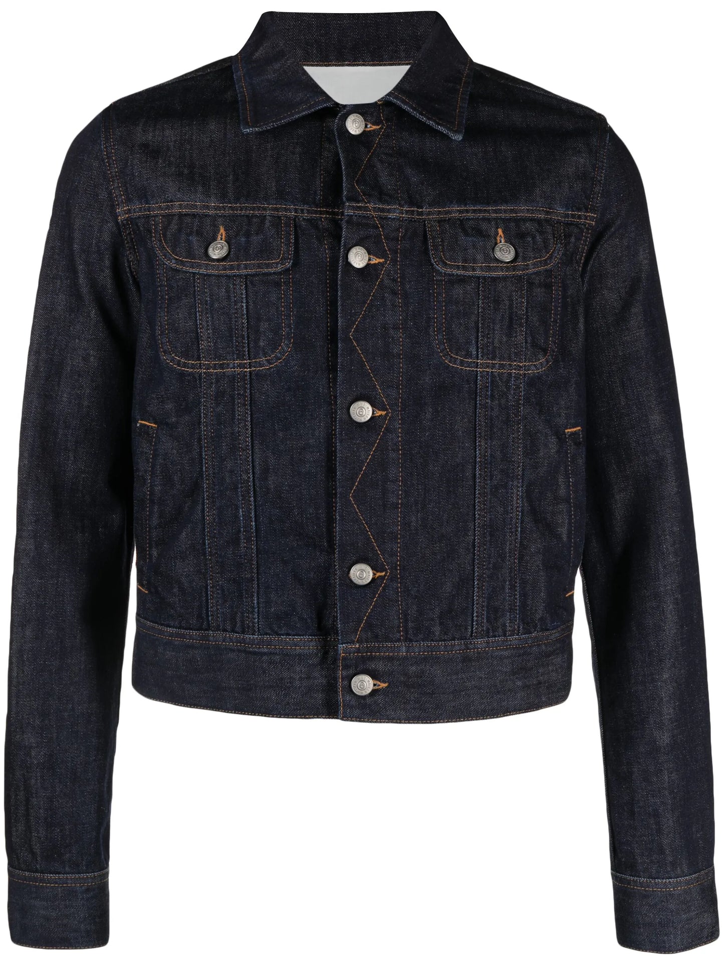contrasting-stitch cotton denim jacket