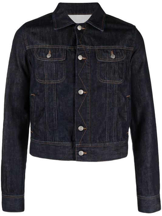 contrasting-stitch cotton denim jacket