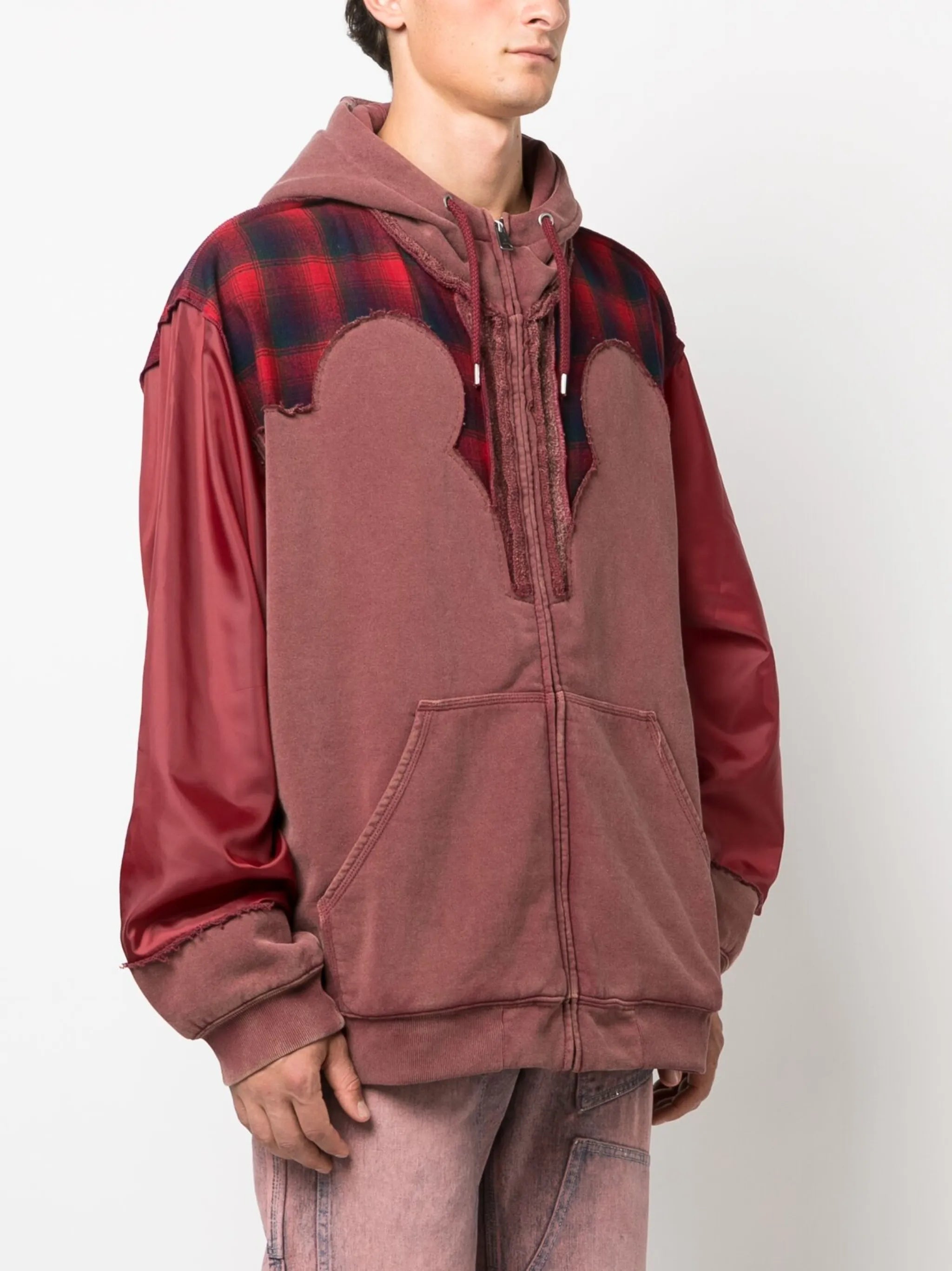 x Pendleton yoke-detail zip-up hoodie