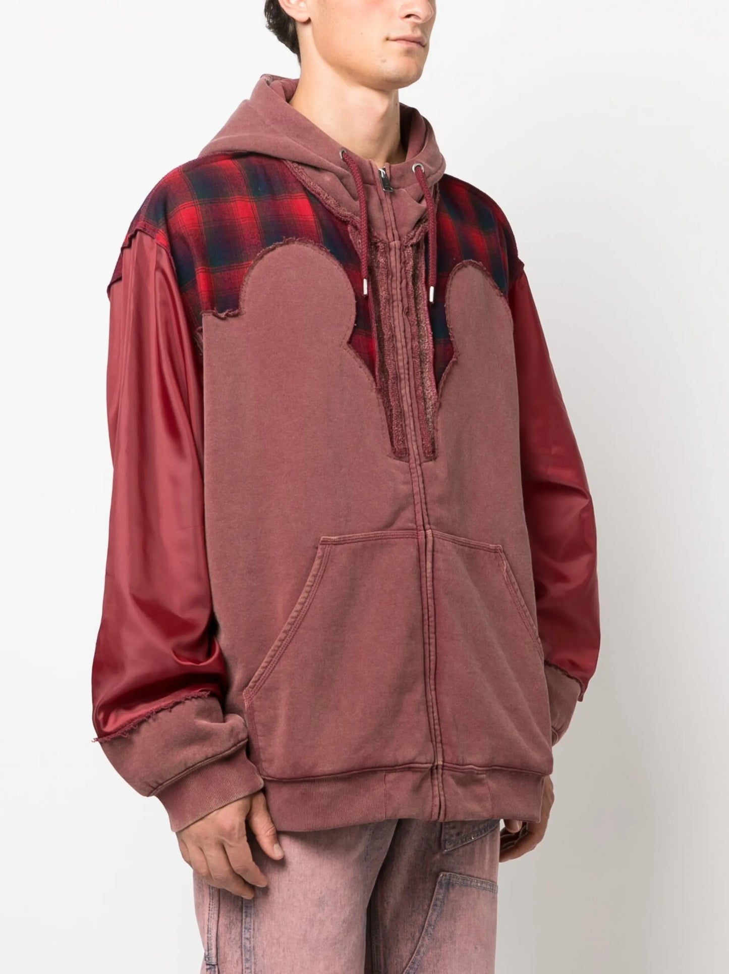 x Pendleton yoke-detail zip-up hoodie