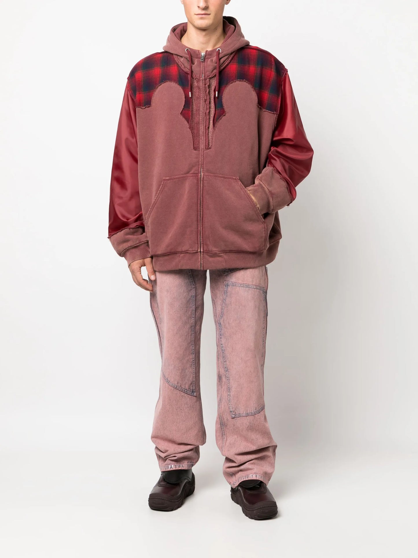 x Pendleton yoke-detail zip-up hoodie
