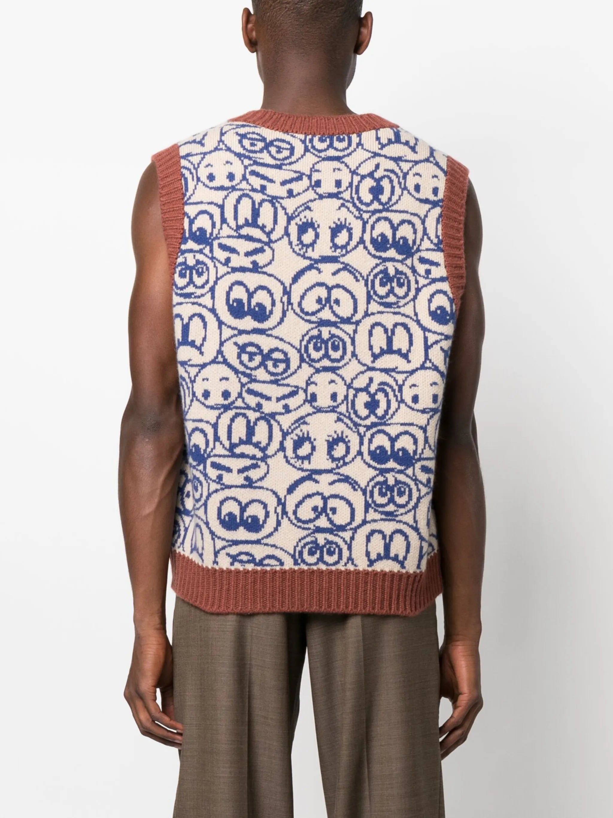 graphic-print V-neck vest
