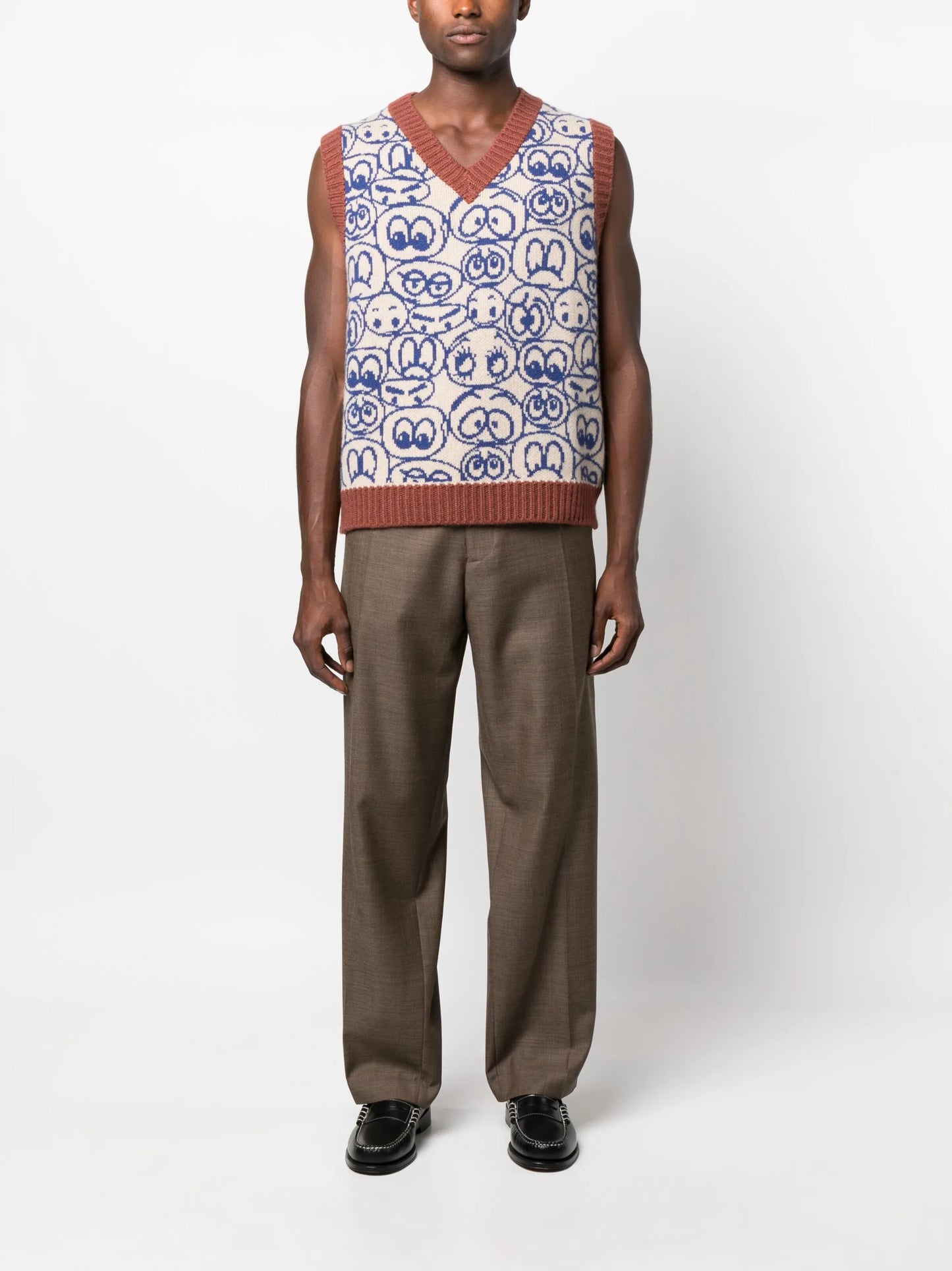 graphic-print V-neck vest